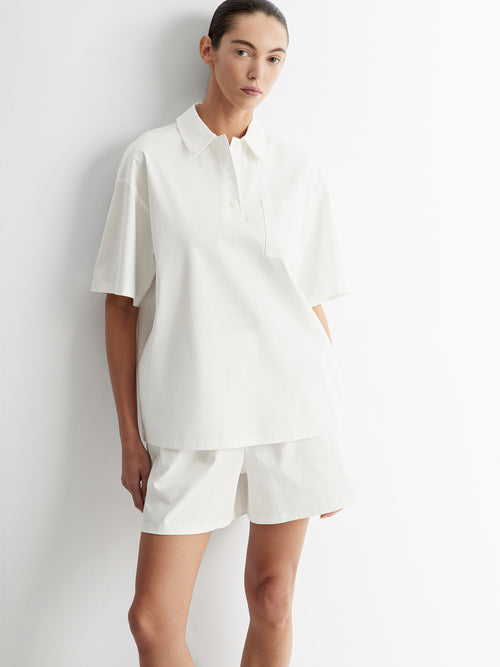 Mercerised cotton polo T-shirt