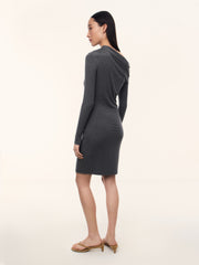 Asymmetric viscose-wool dress
