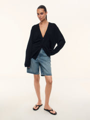 Boyfriend fit denim shorts