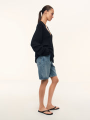 Boyfriend fit denim shorts