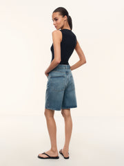 Boyfriend fit denim shorts