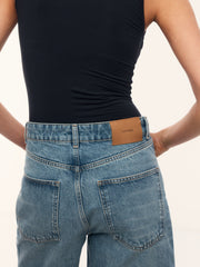 Boyfriend fit denim shorts