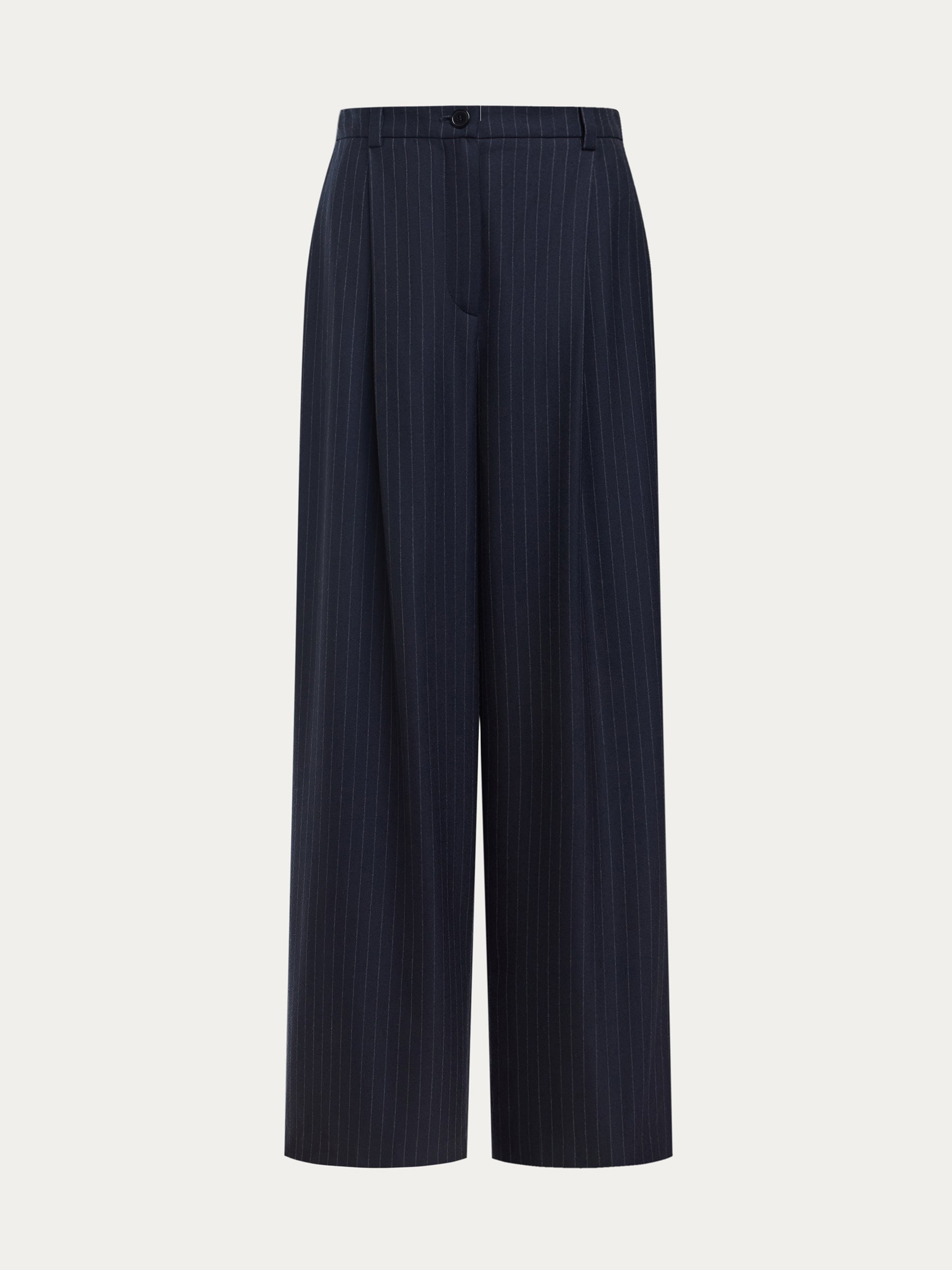 Pinstriped wool trousers