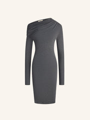 Asymmetric viscose-wool dress