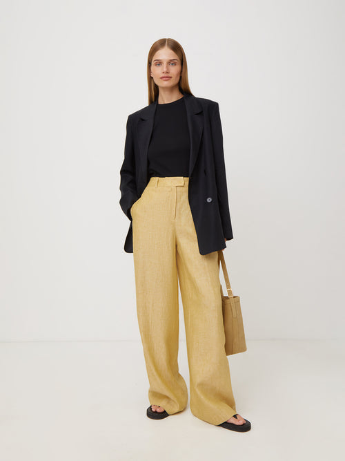 Side stripe linen trousers
