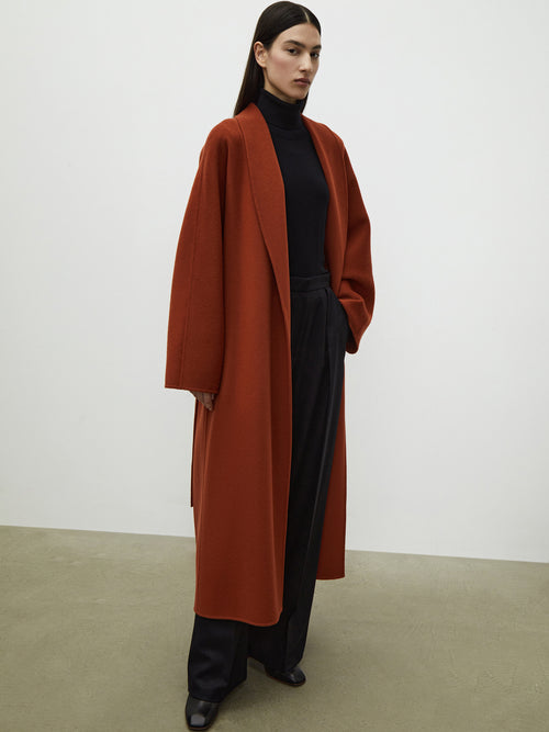 Wool-cashmere belted coat