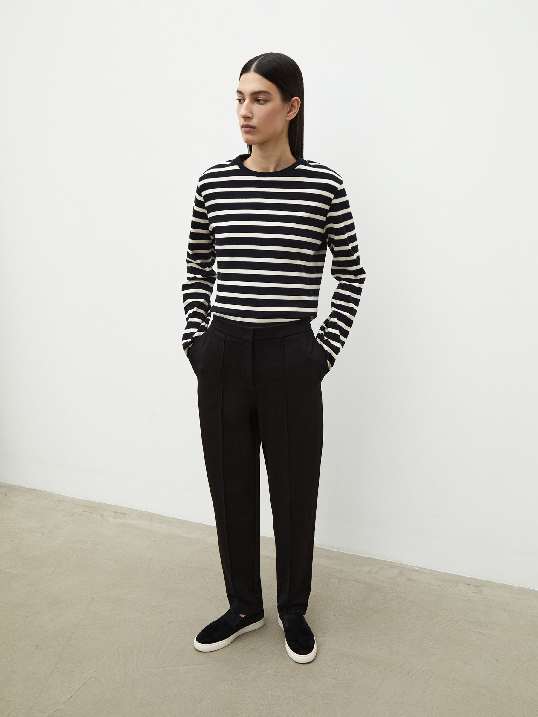 Stitched crease jersey trousers