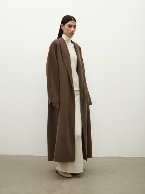 Wool-cashmere belted coat
