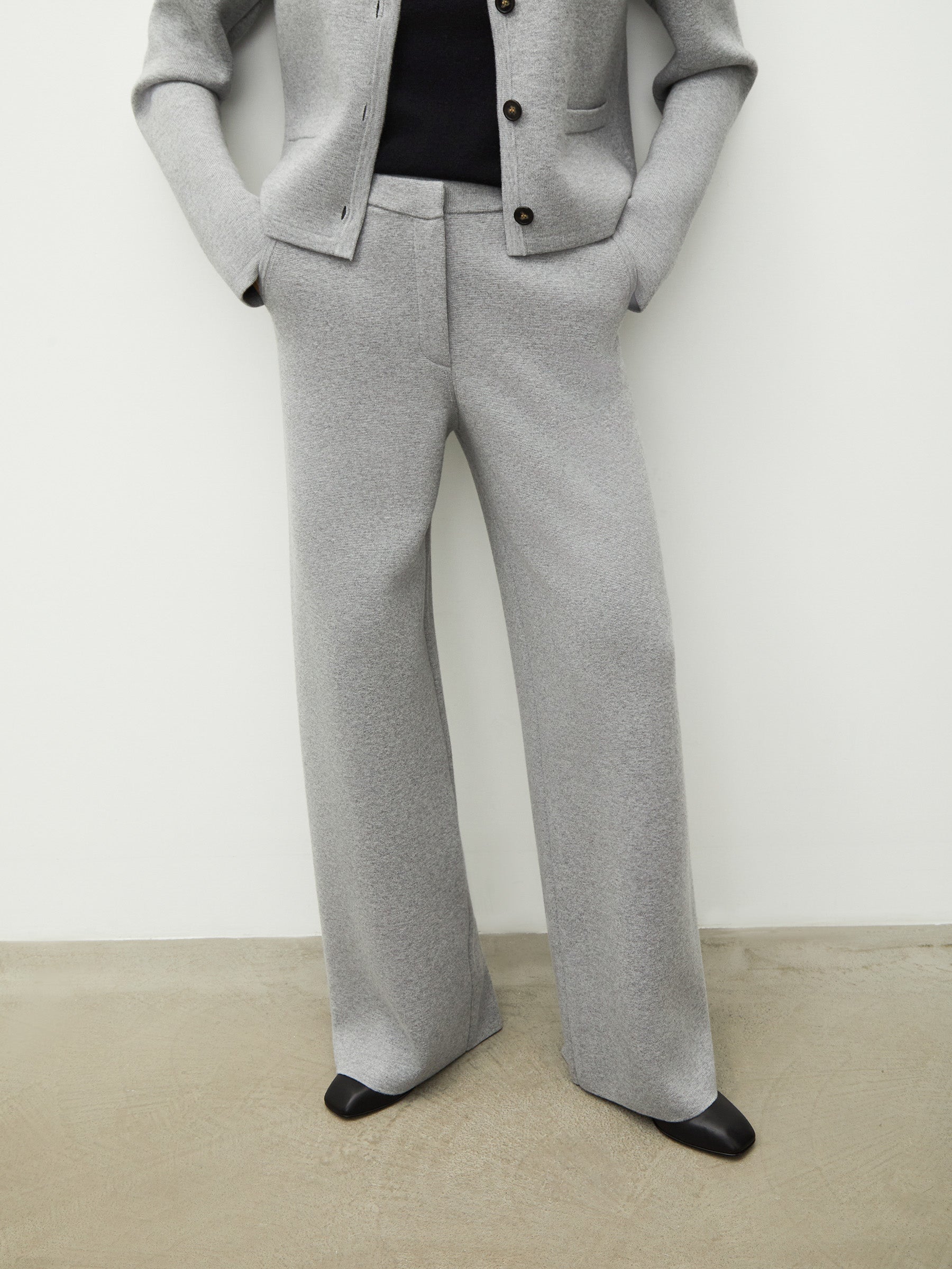 Merino-cotton knit trousers