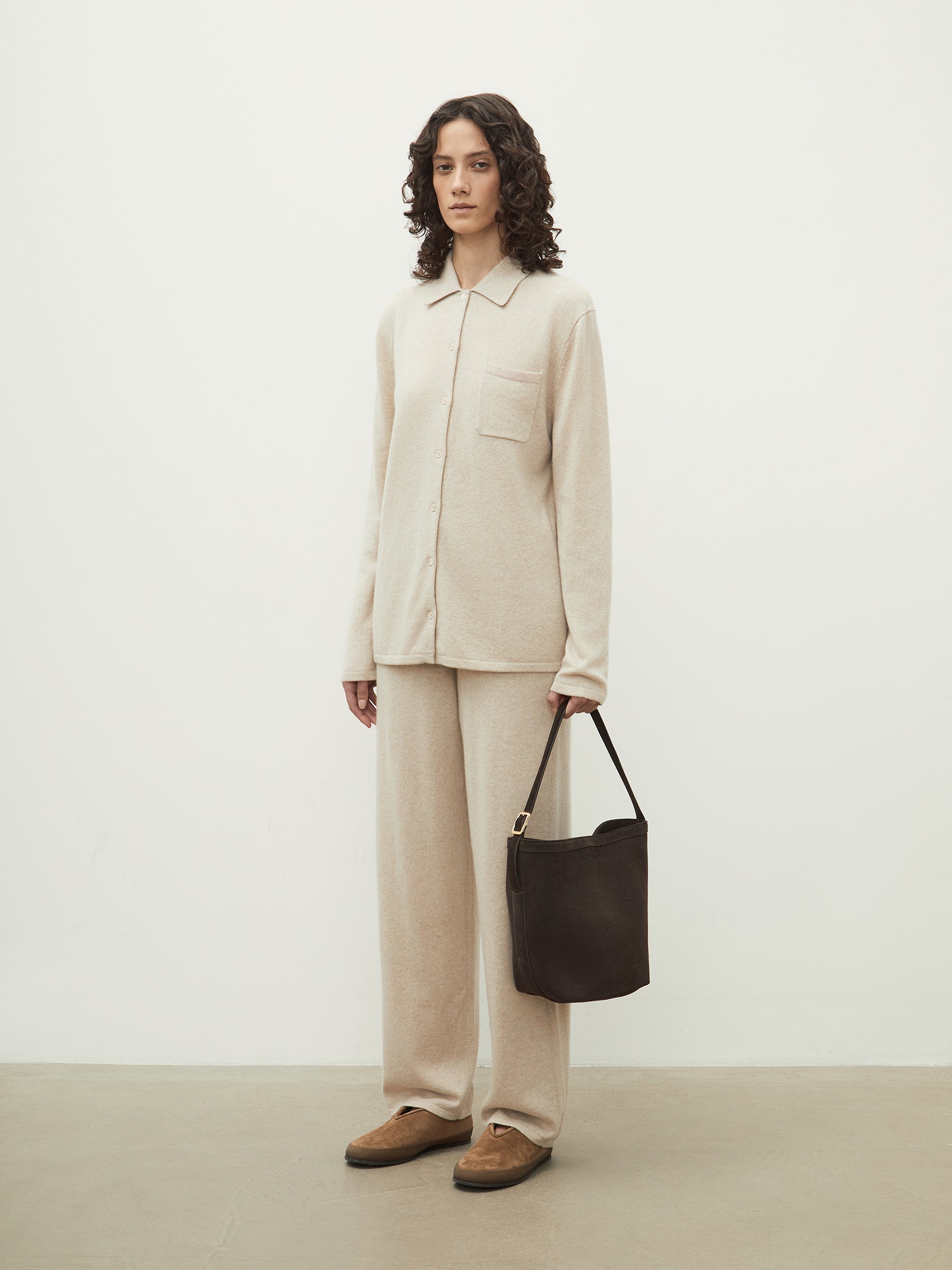 Cashmere button fly trousers