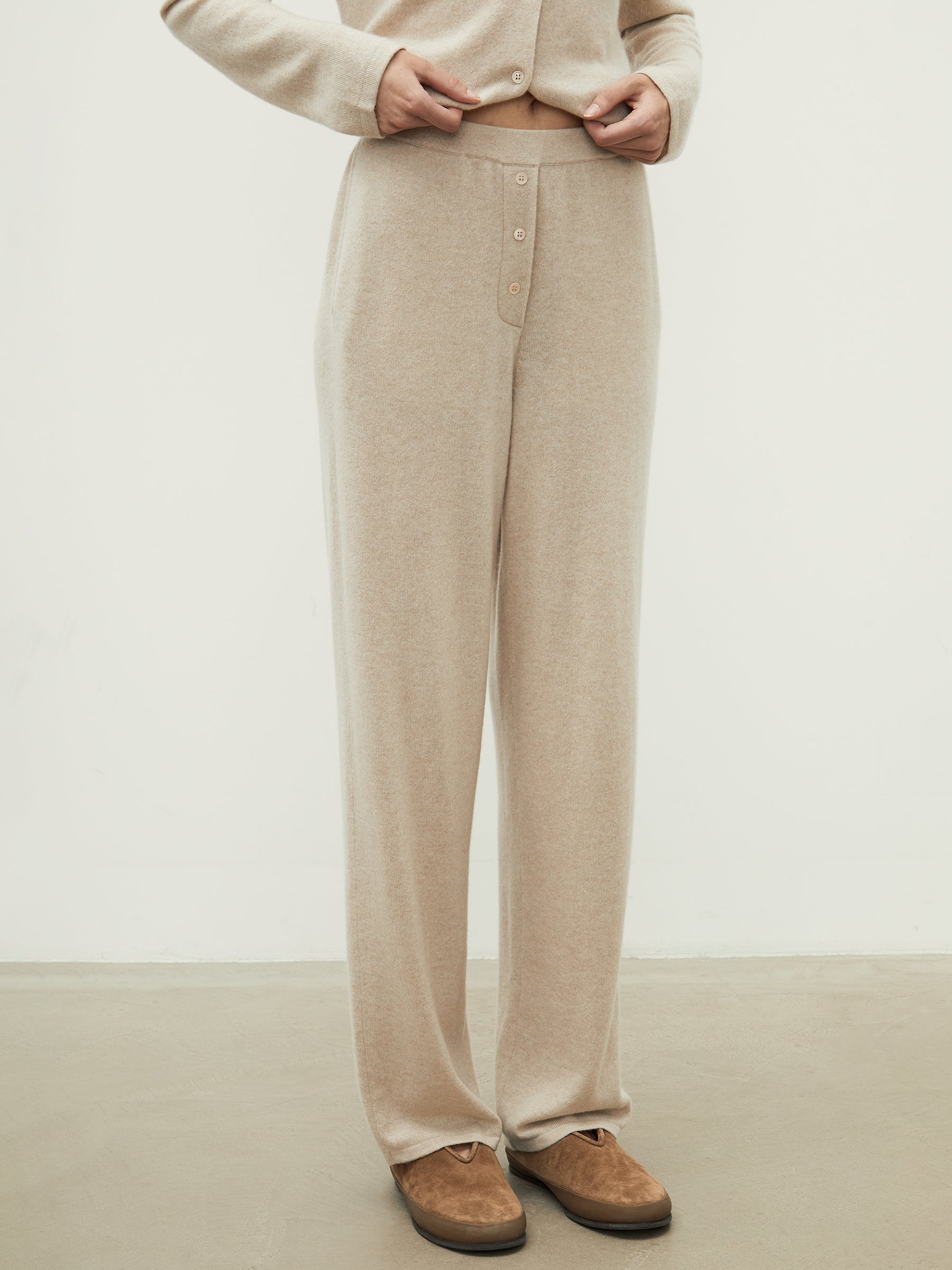 Cashmere button fly trousers
