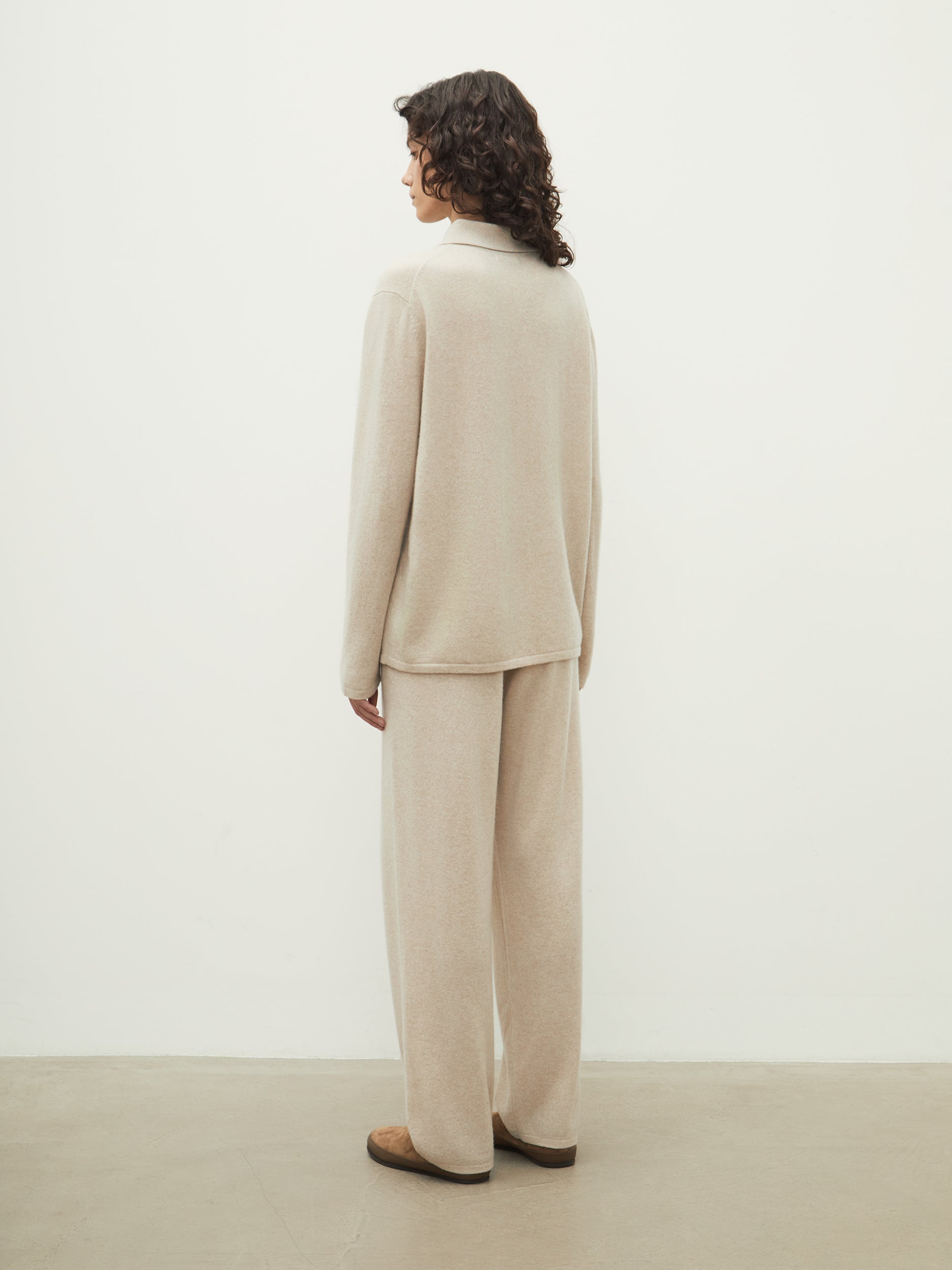 Cashmere button fly trousers