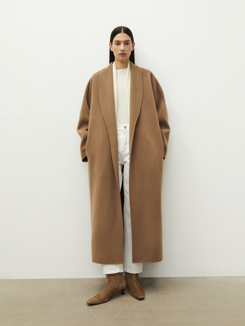 Wool-cashmere belted coat