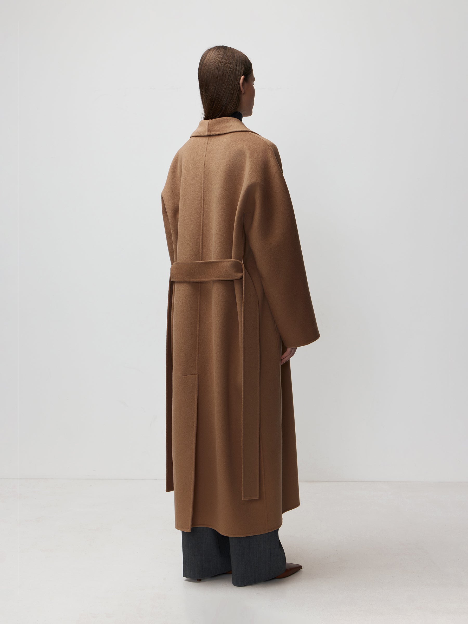 Belted wool-cashmere coat