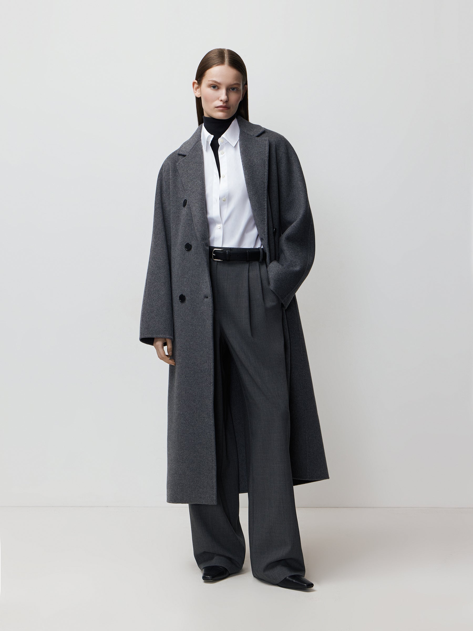 Wool-cashmere double-breasted coat