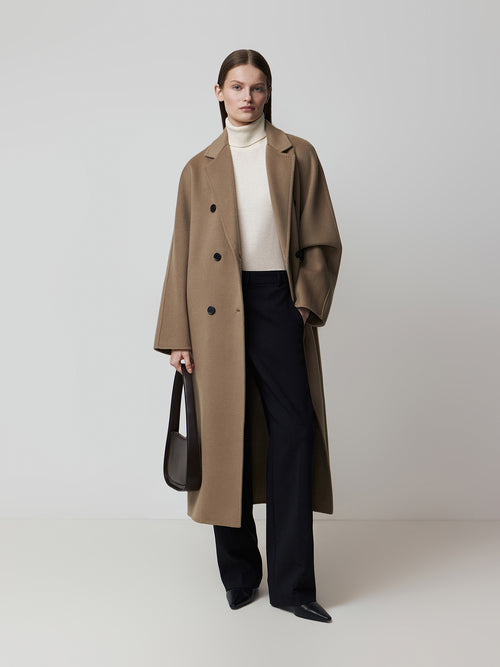 Wool-cashmere double-breasted coat
