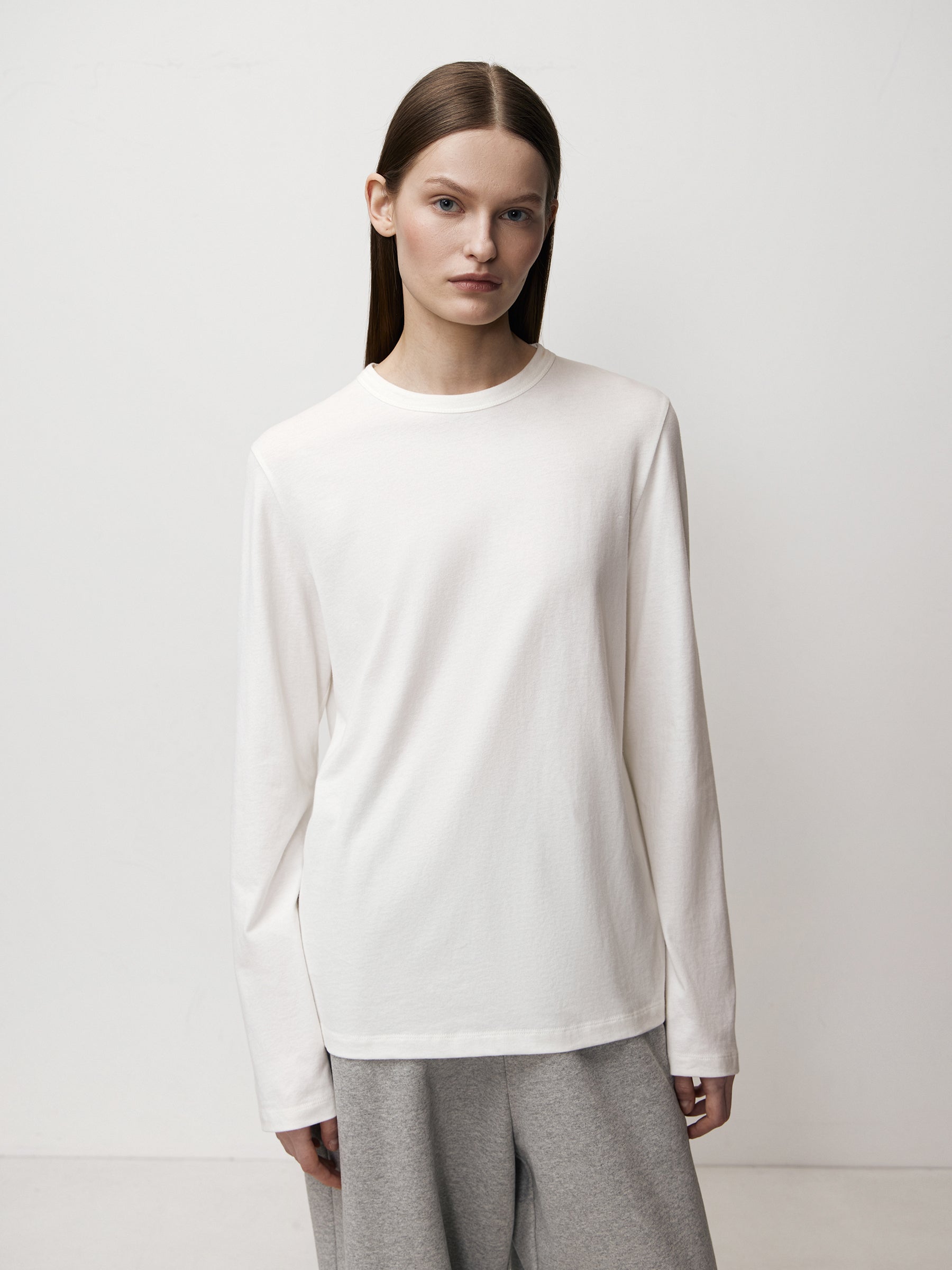 Peached cotton long sleeve T-shirt