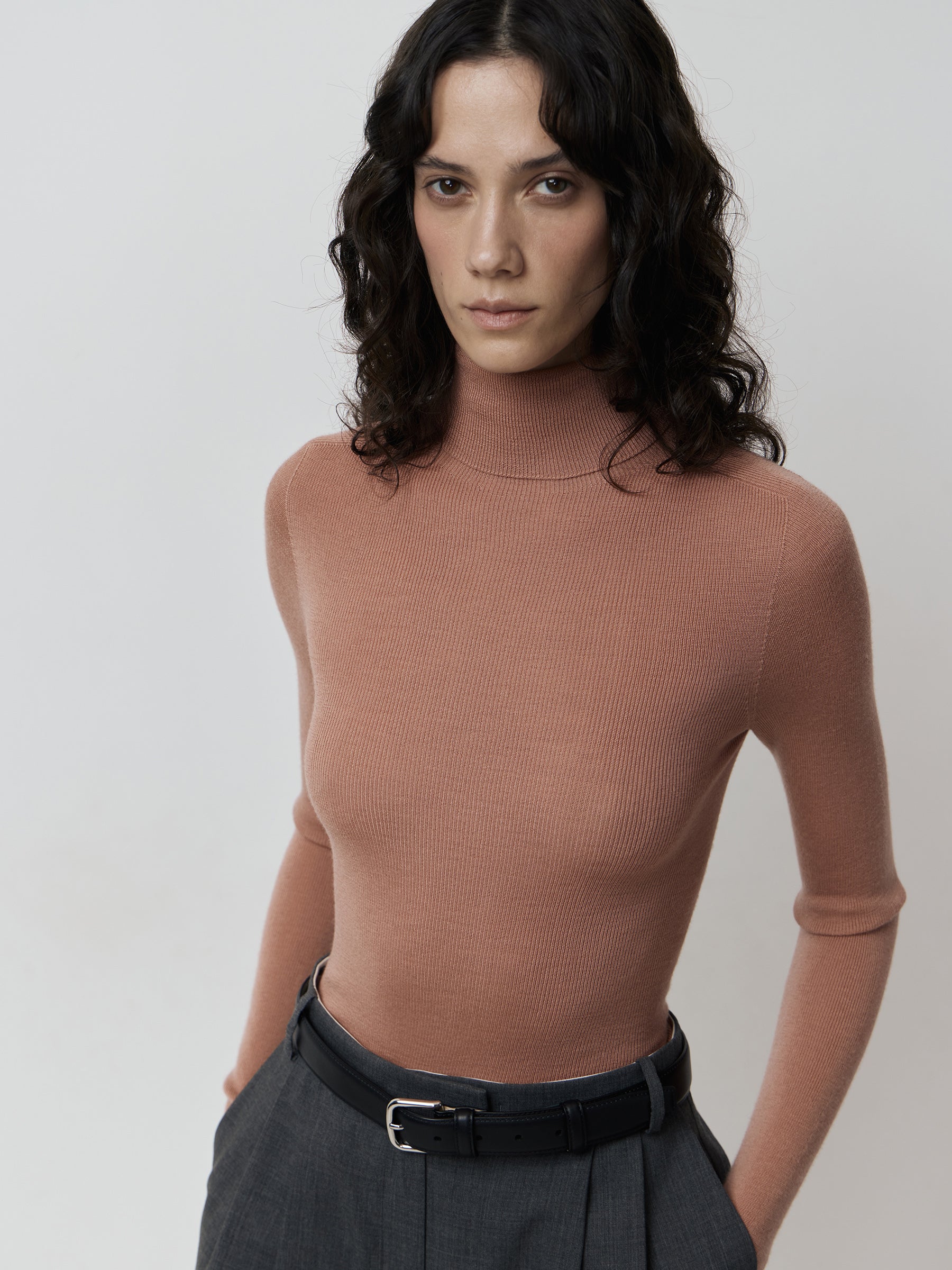 Ribbed merino turtleneck