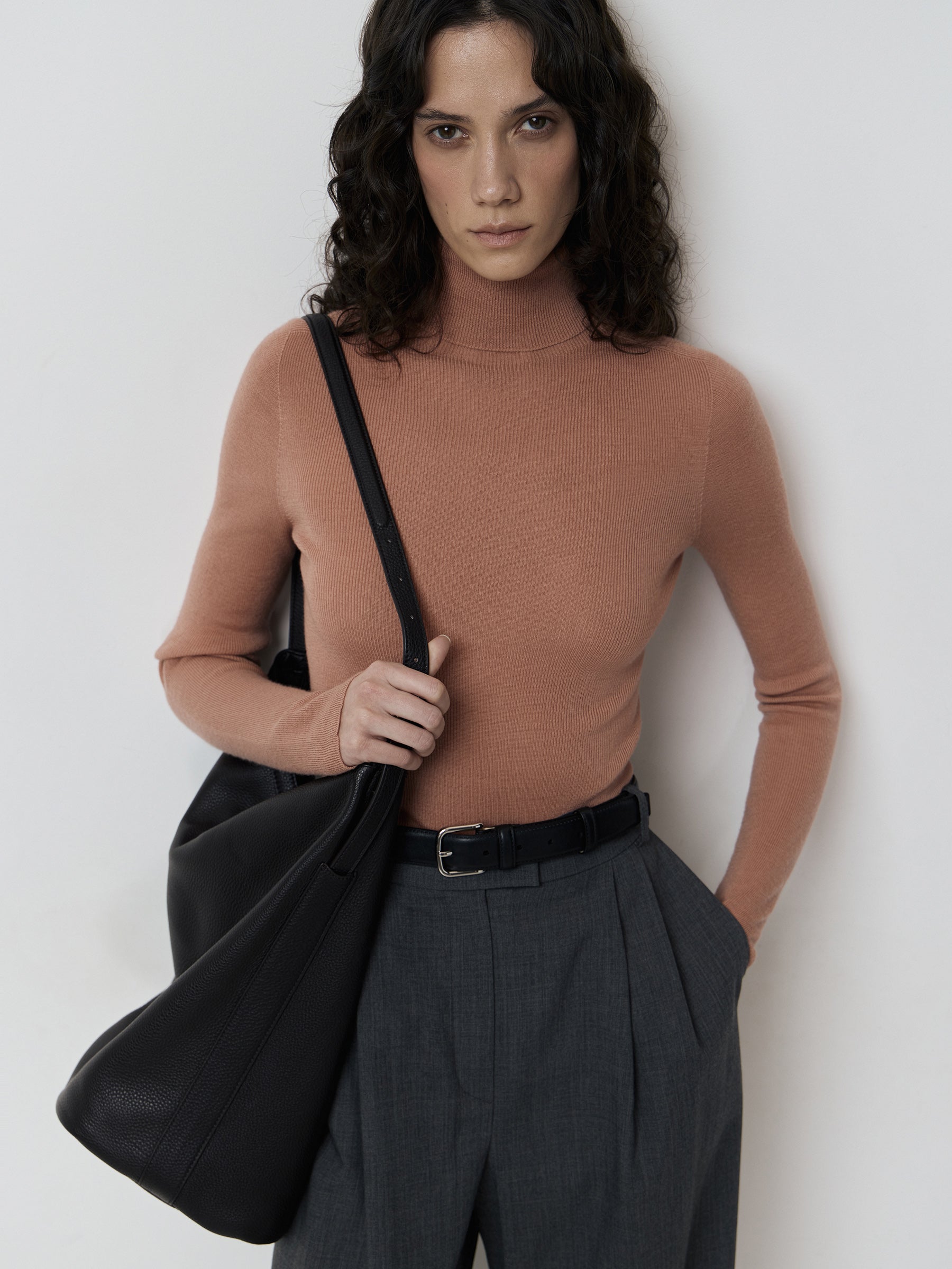 Ribbed merino turtleneck