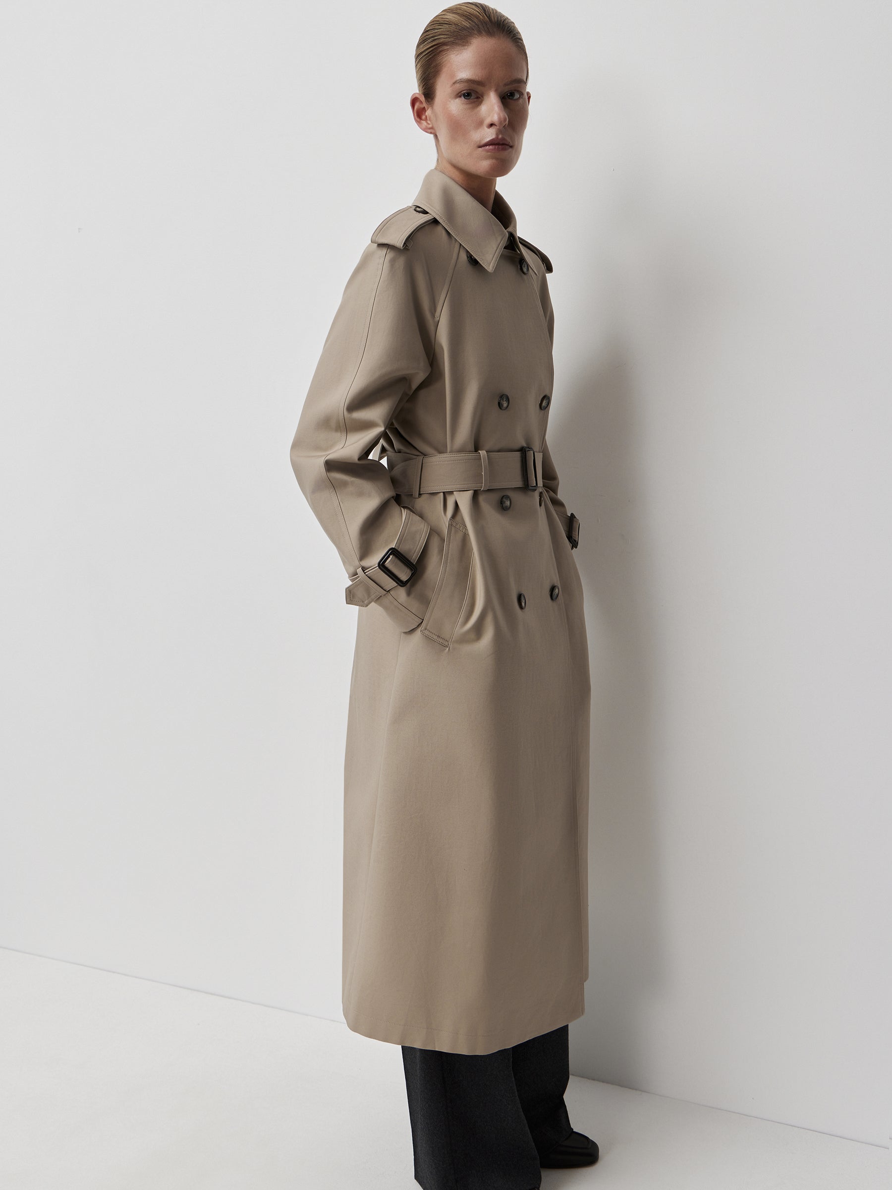 Double-breasted trench coat