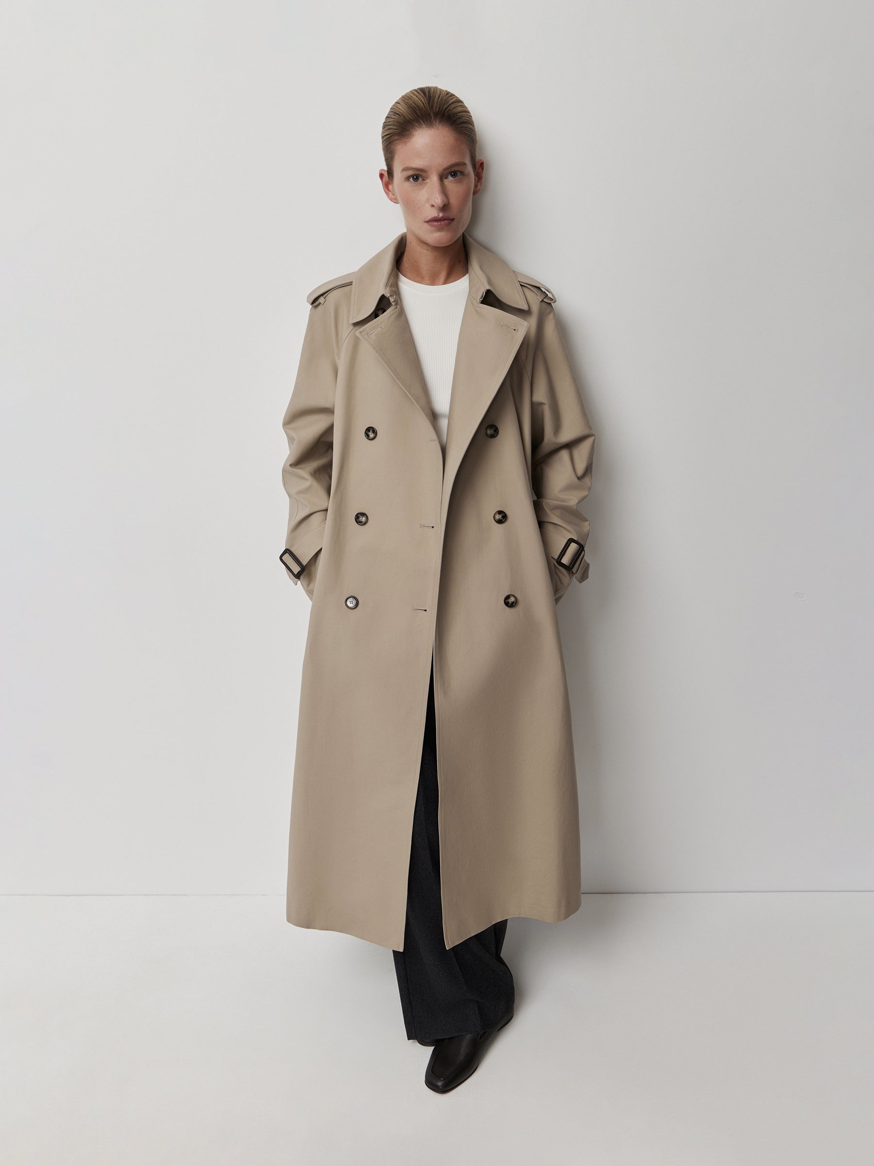 Double-breasted trench coat