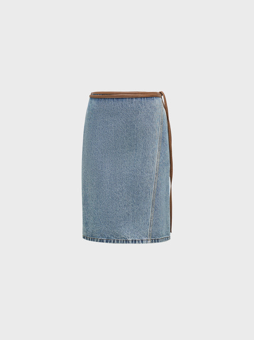 Wrap denim skirt