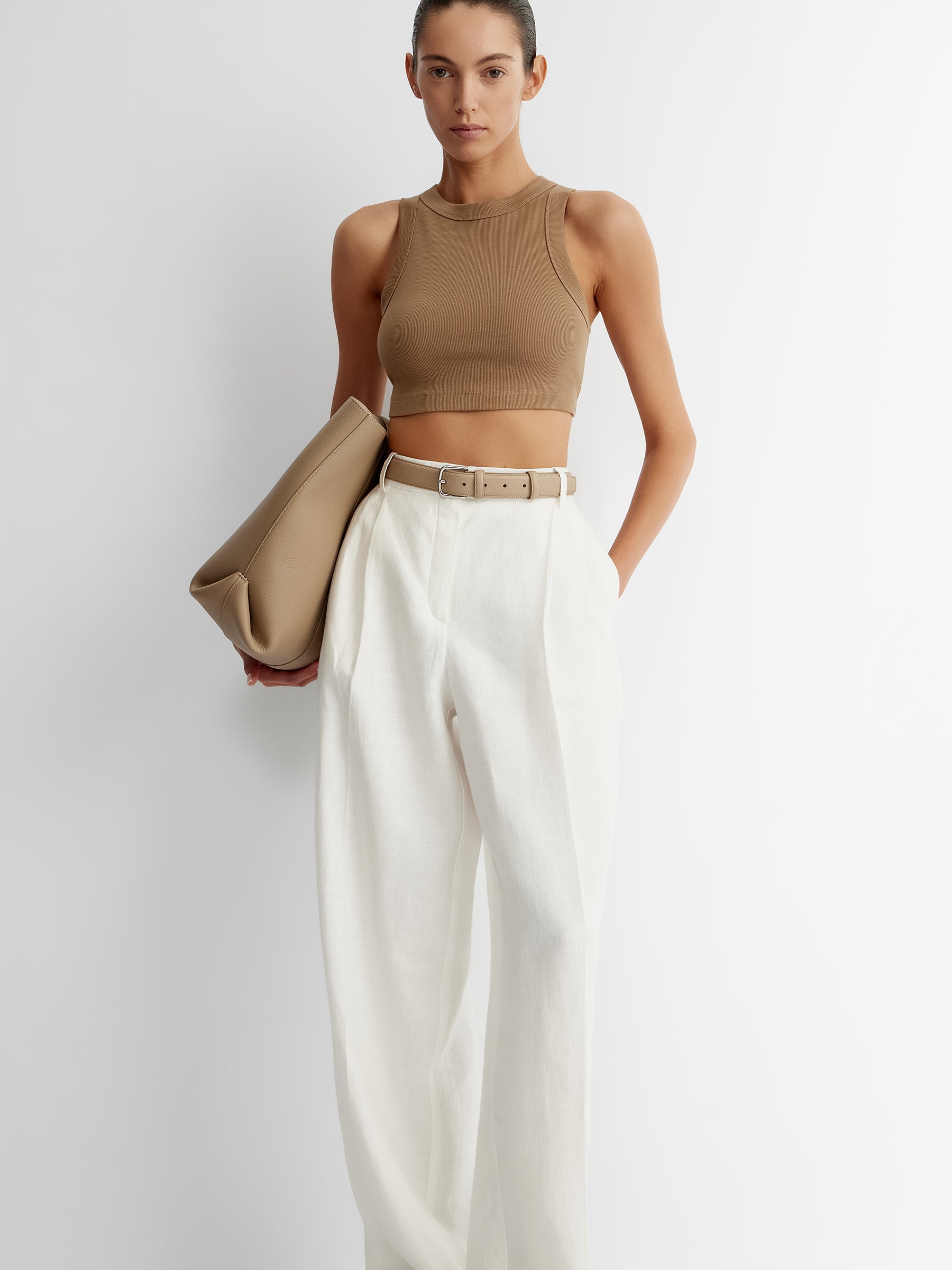 Ribbed cotton cropped top