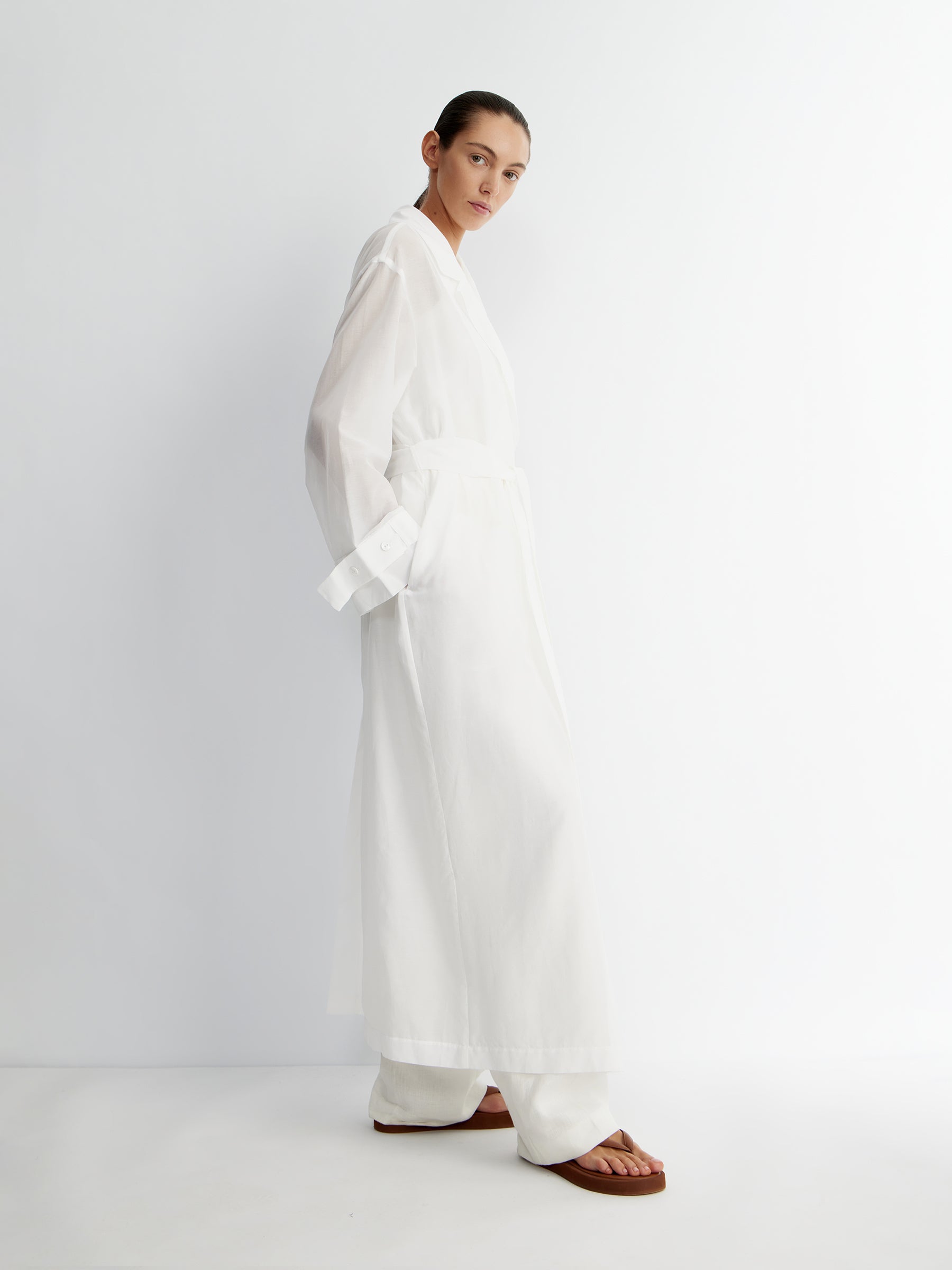 Cotton-silk trench dress