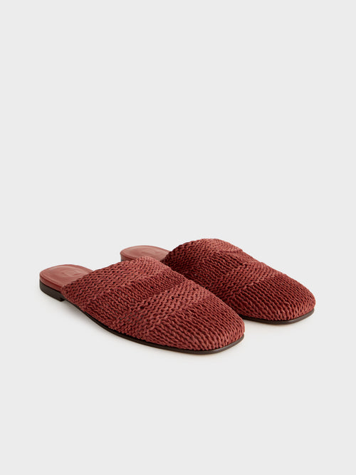Woven leather mules