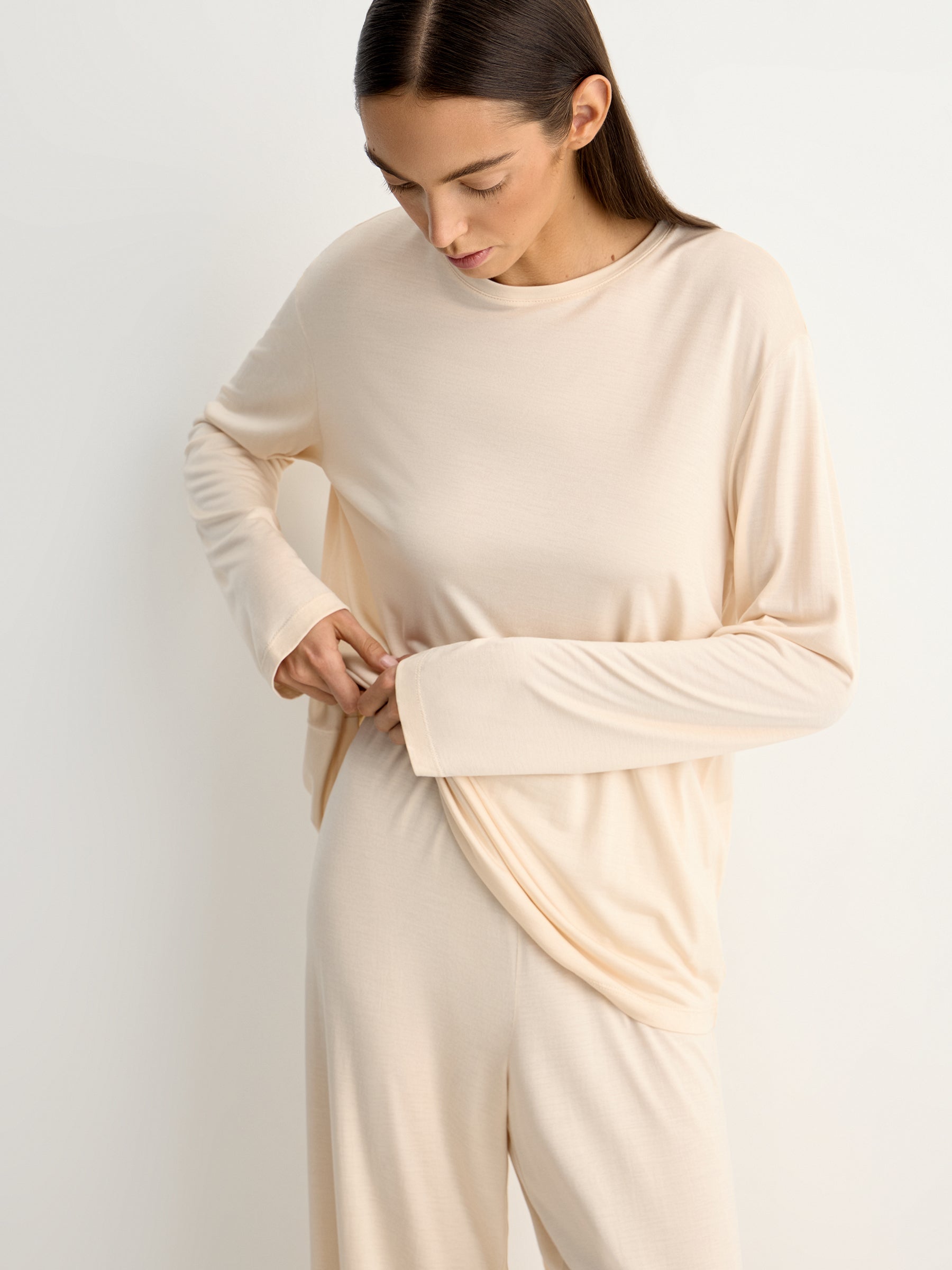 Silk jersey long-sleeve top