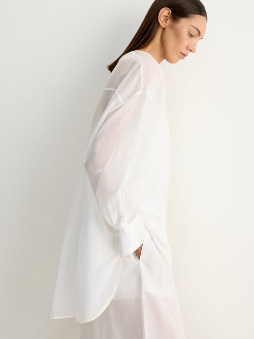 Cotton-silk V-neck blouse