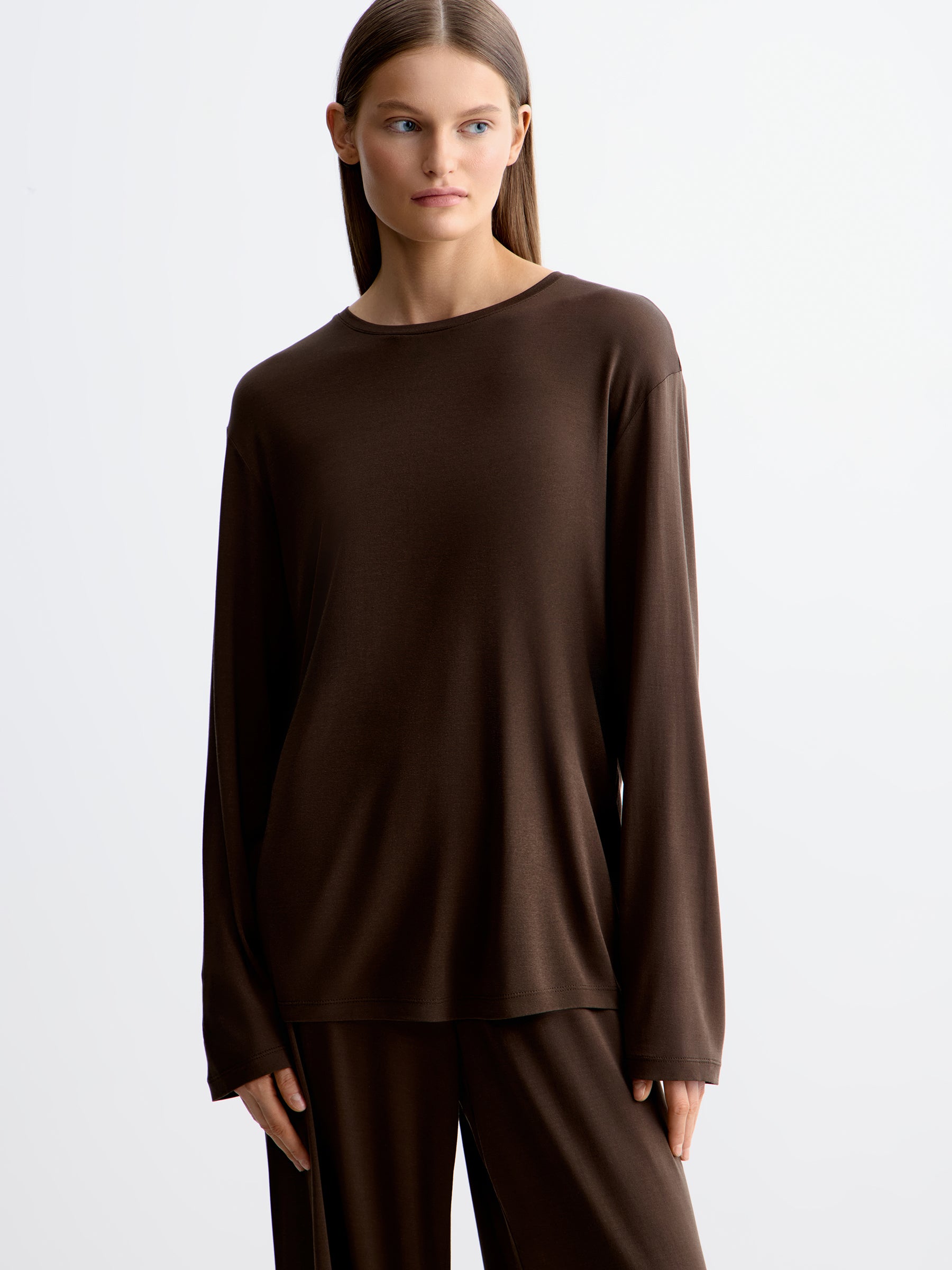 Silk jersey long-sleeve top