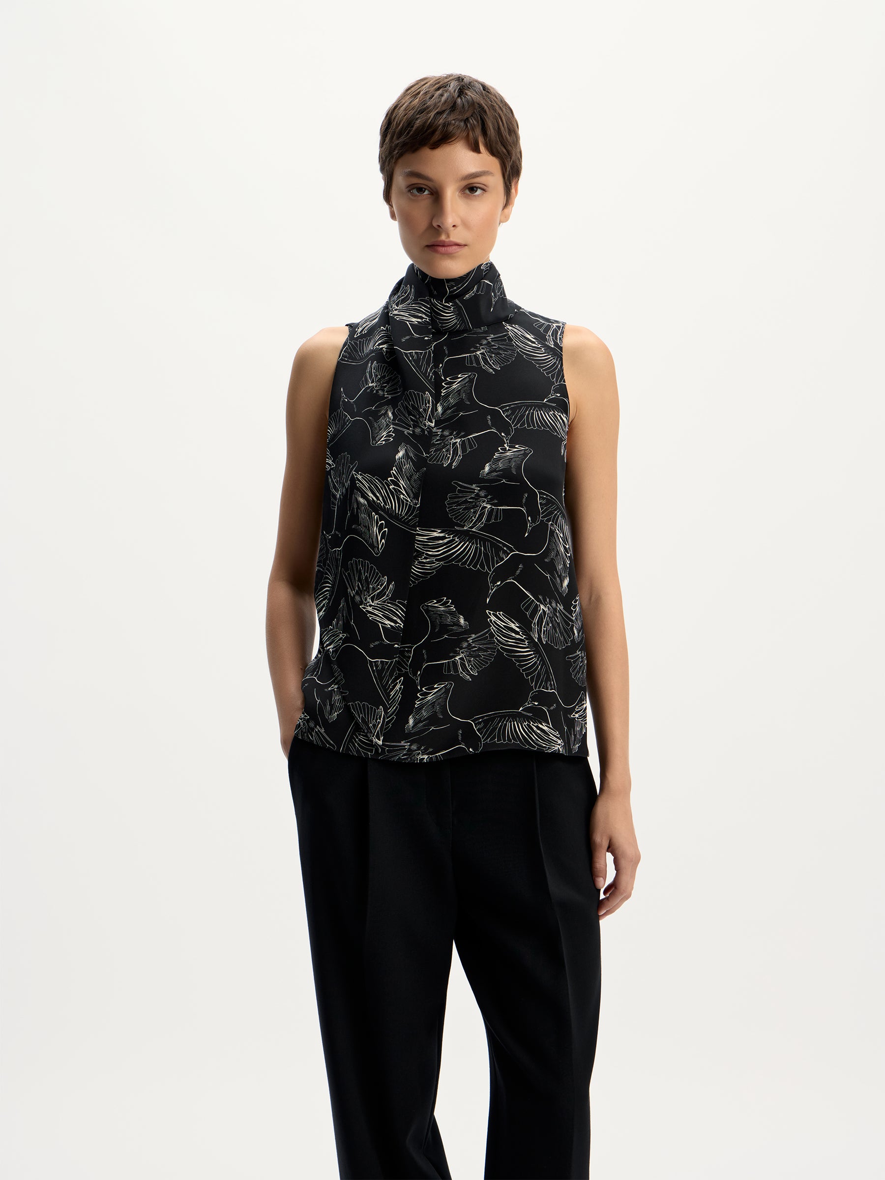 Printed silk top