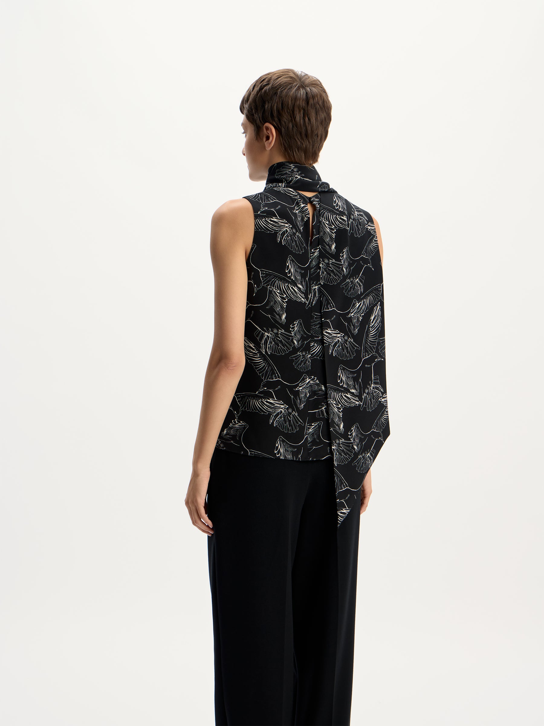 Printed silk top