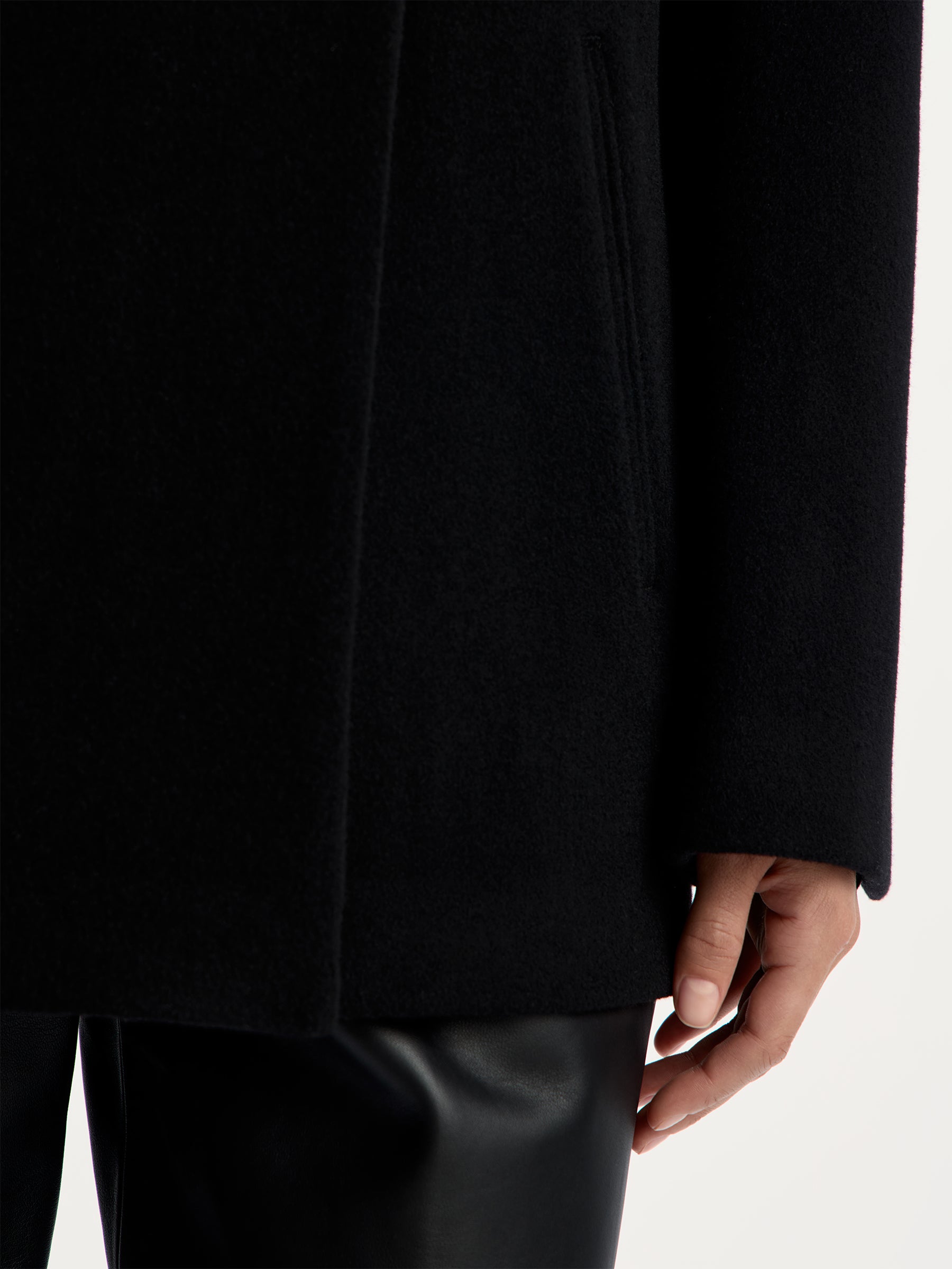 Cropped wool-cashmere coat