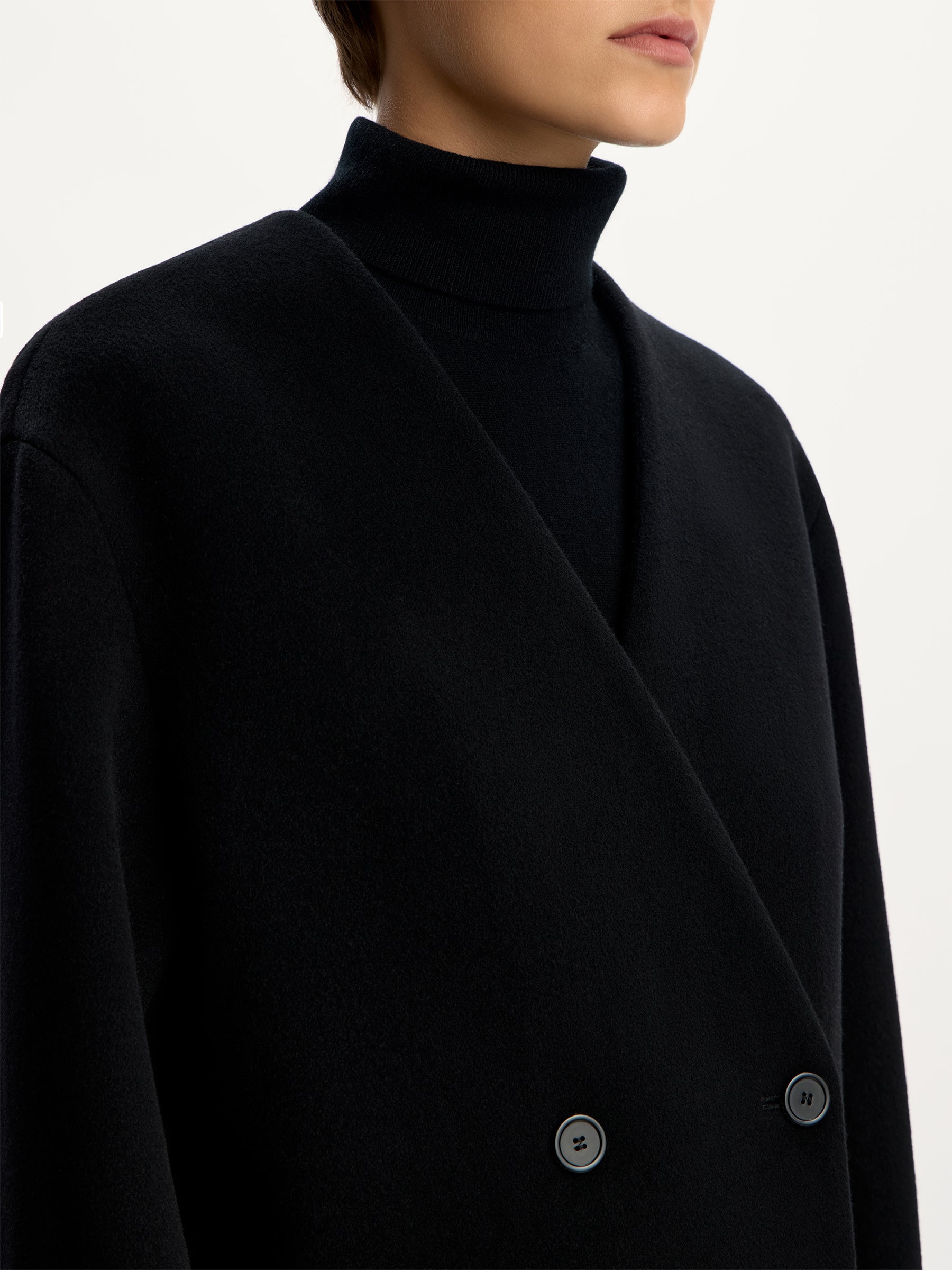 Cropped wool-cashmere coat