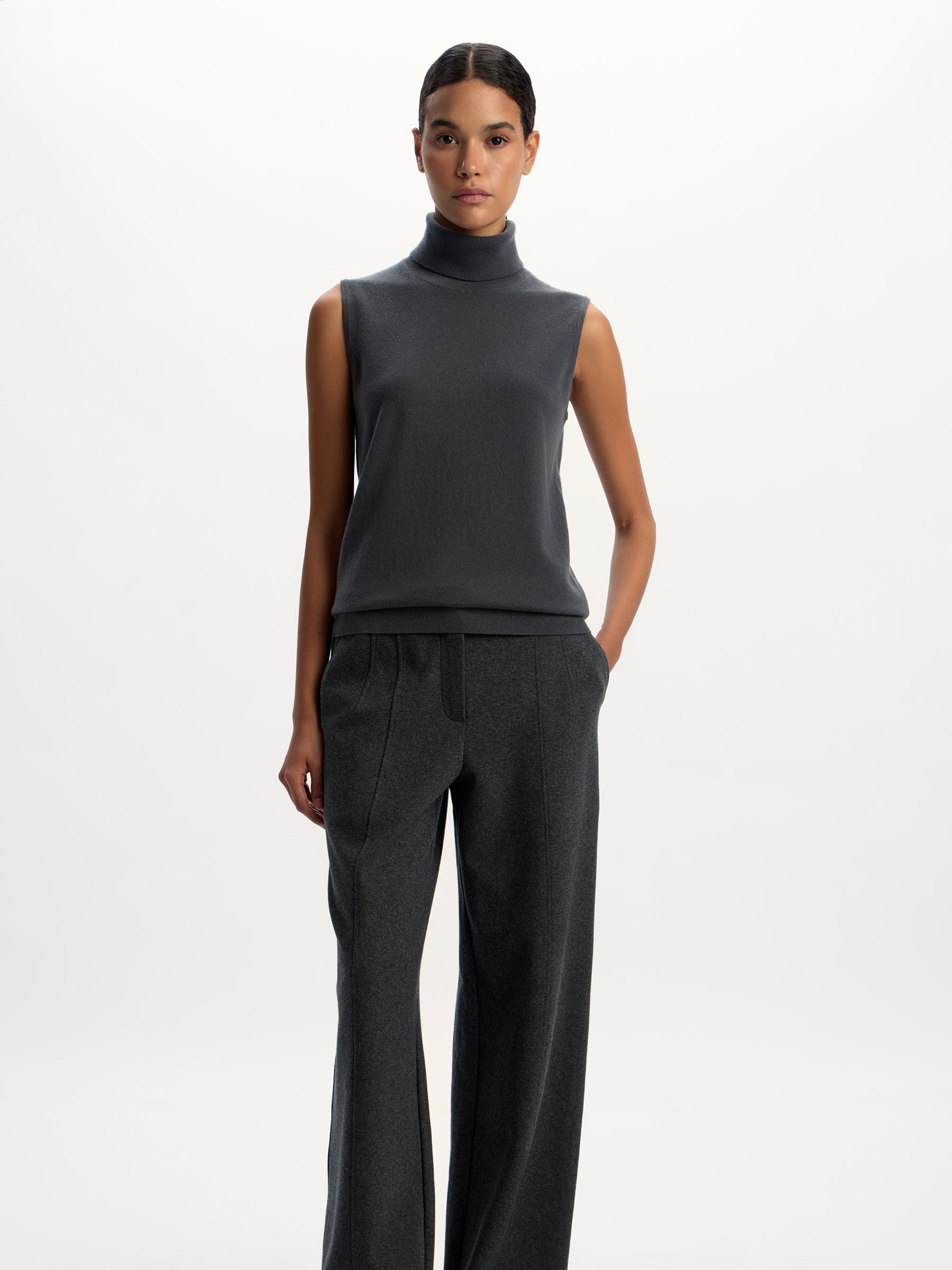 Wool-cashmere turtleneck top