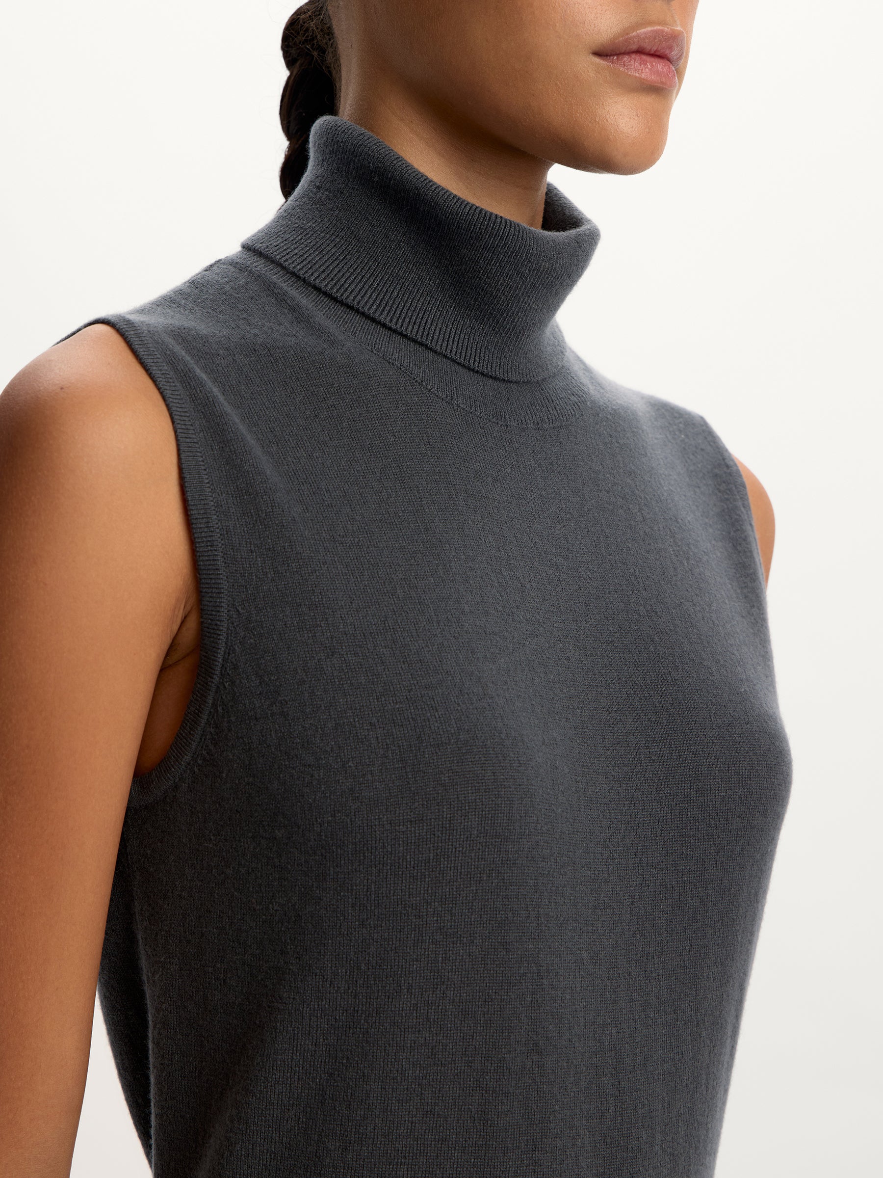 Wool-cashmere turtleneck top