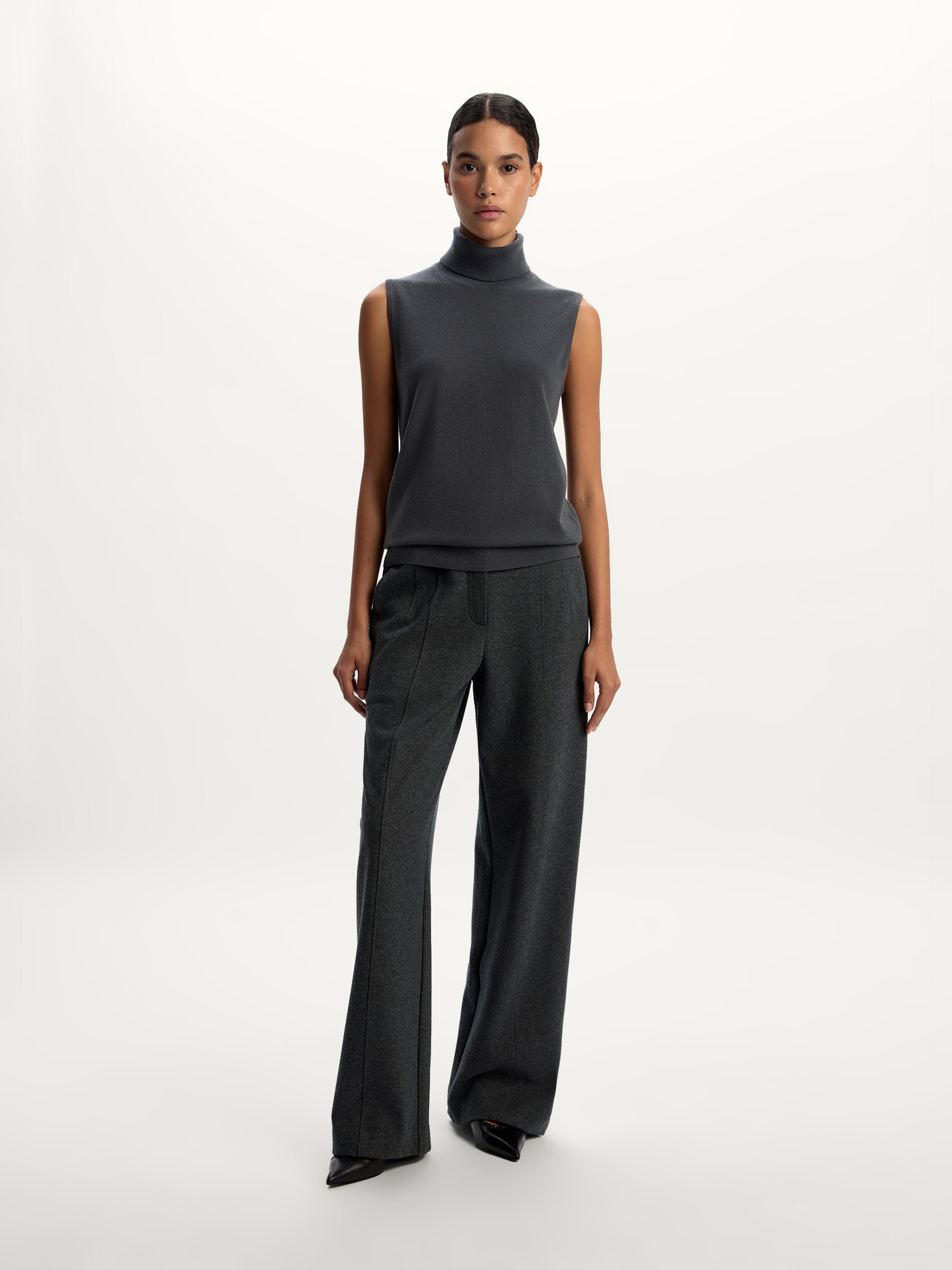 Wool-cashmere turtleneck top