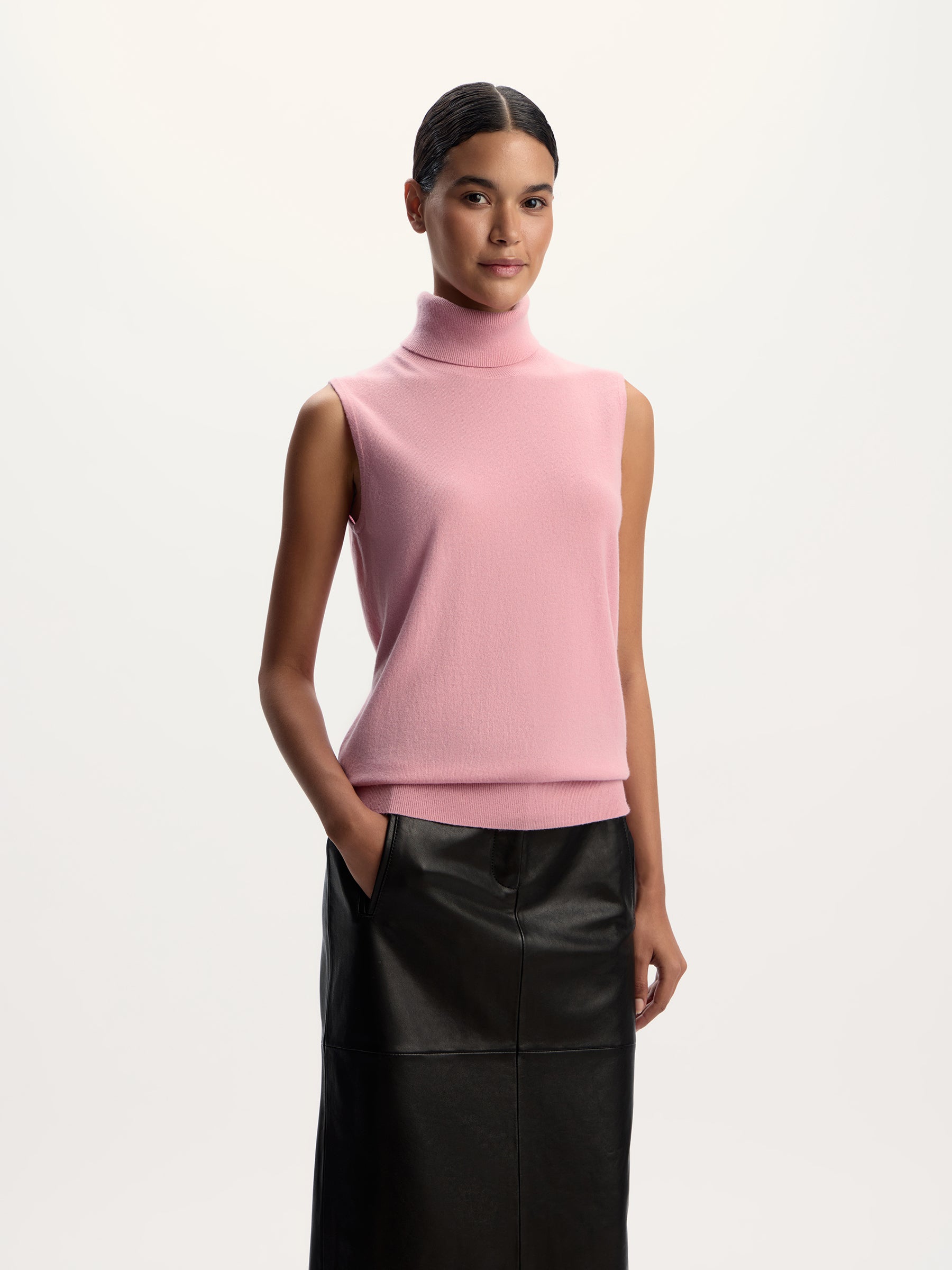 Wool-cashmere turtleneck top