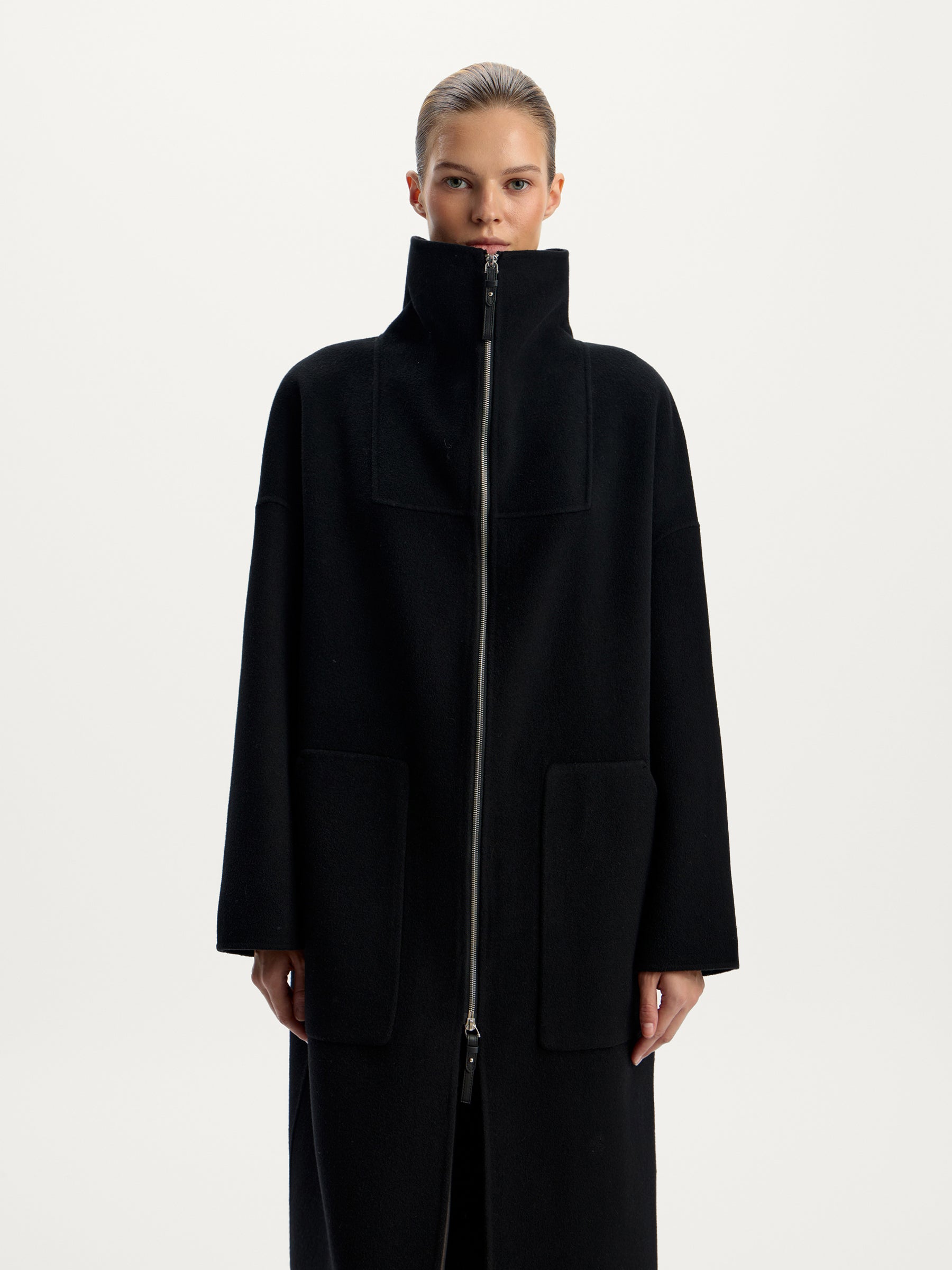 Wool-cashmere zip coat