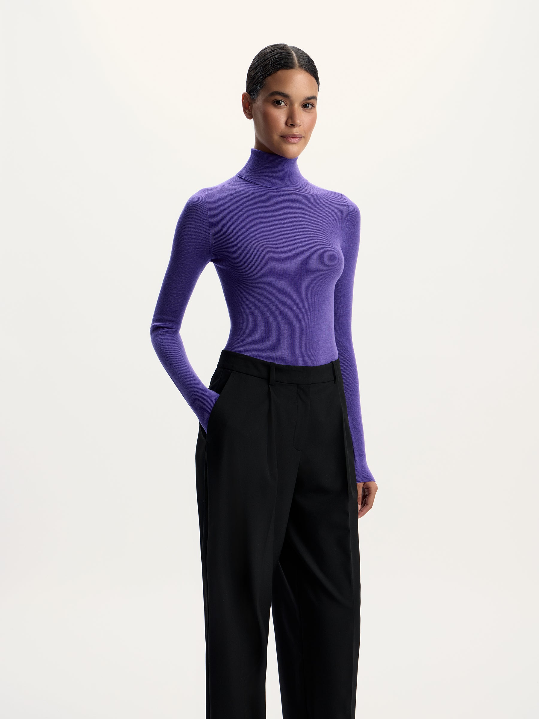 Ribbed merino turtleneck