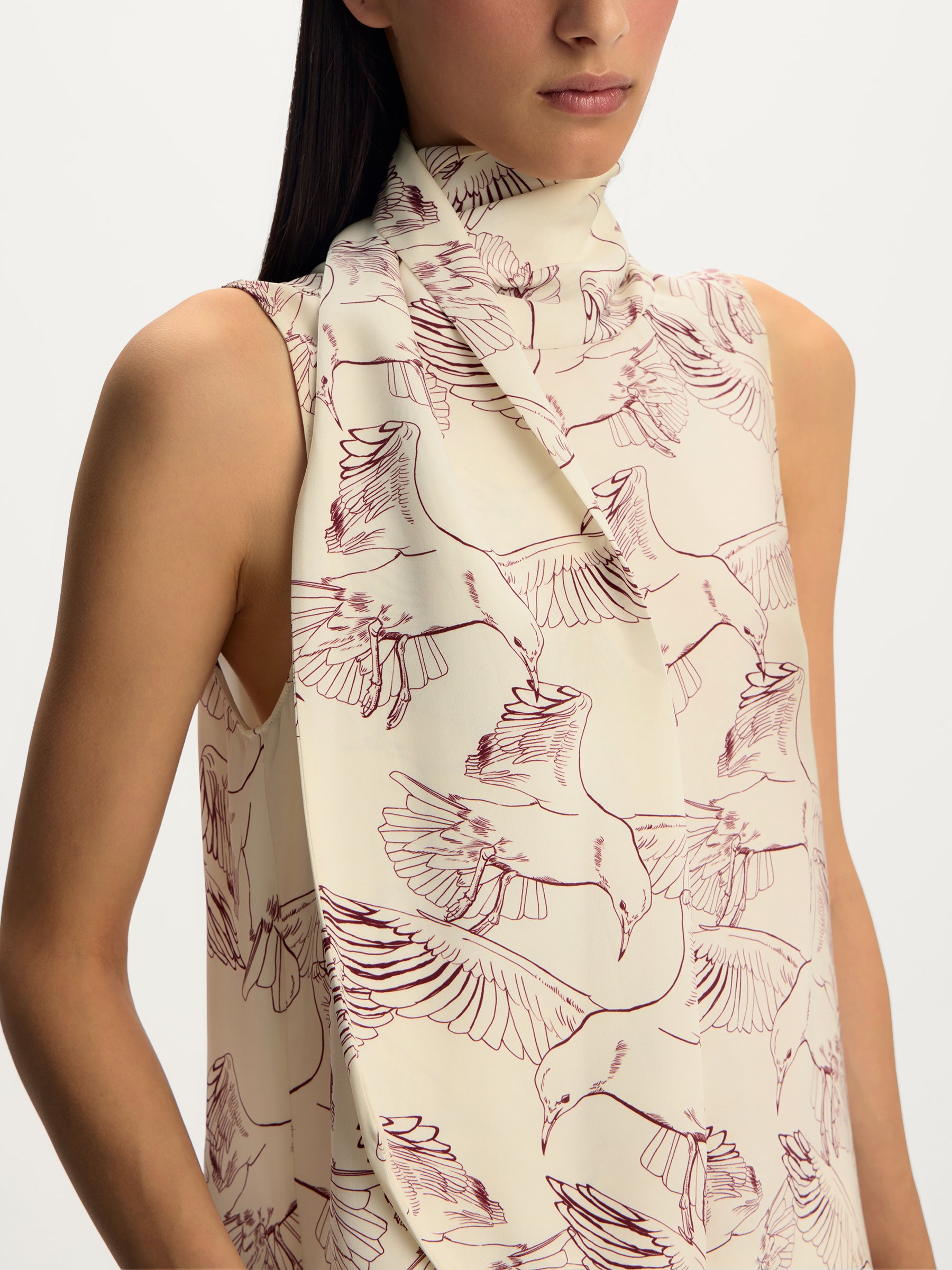 Printed silk top