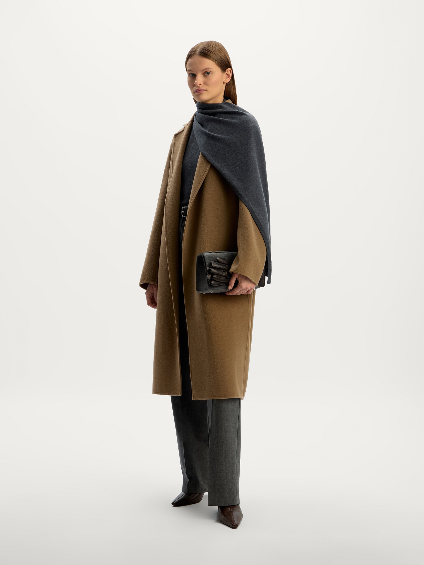 Belted merino coat