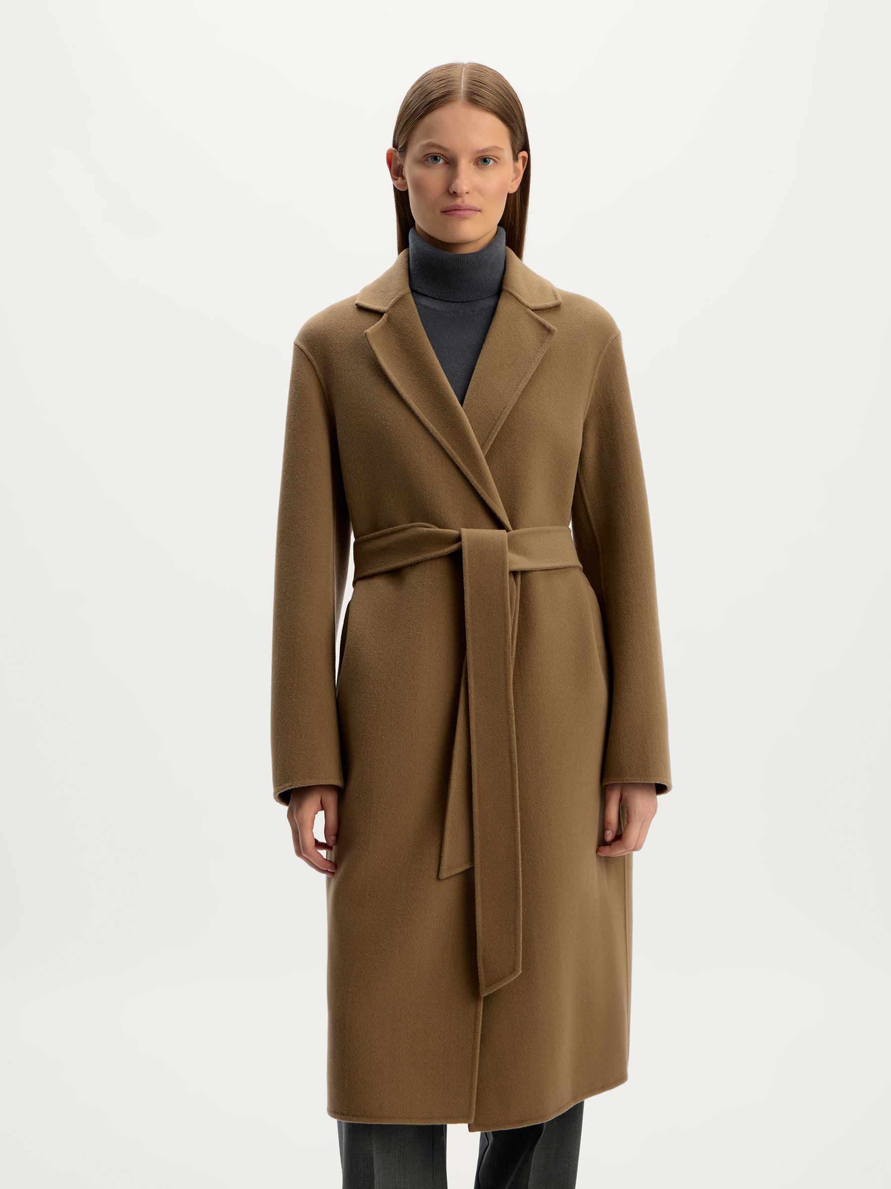 Belted merino coat