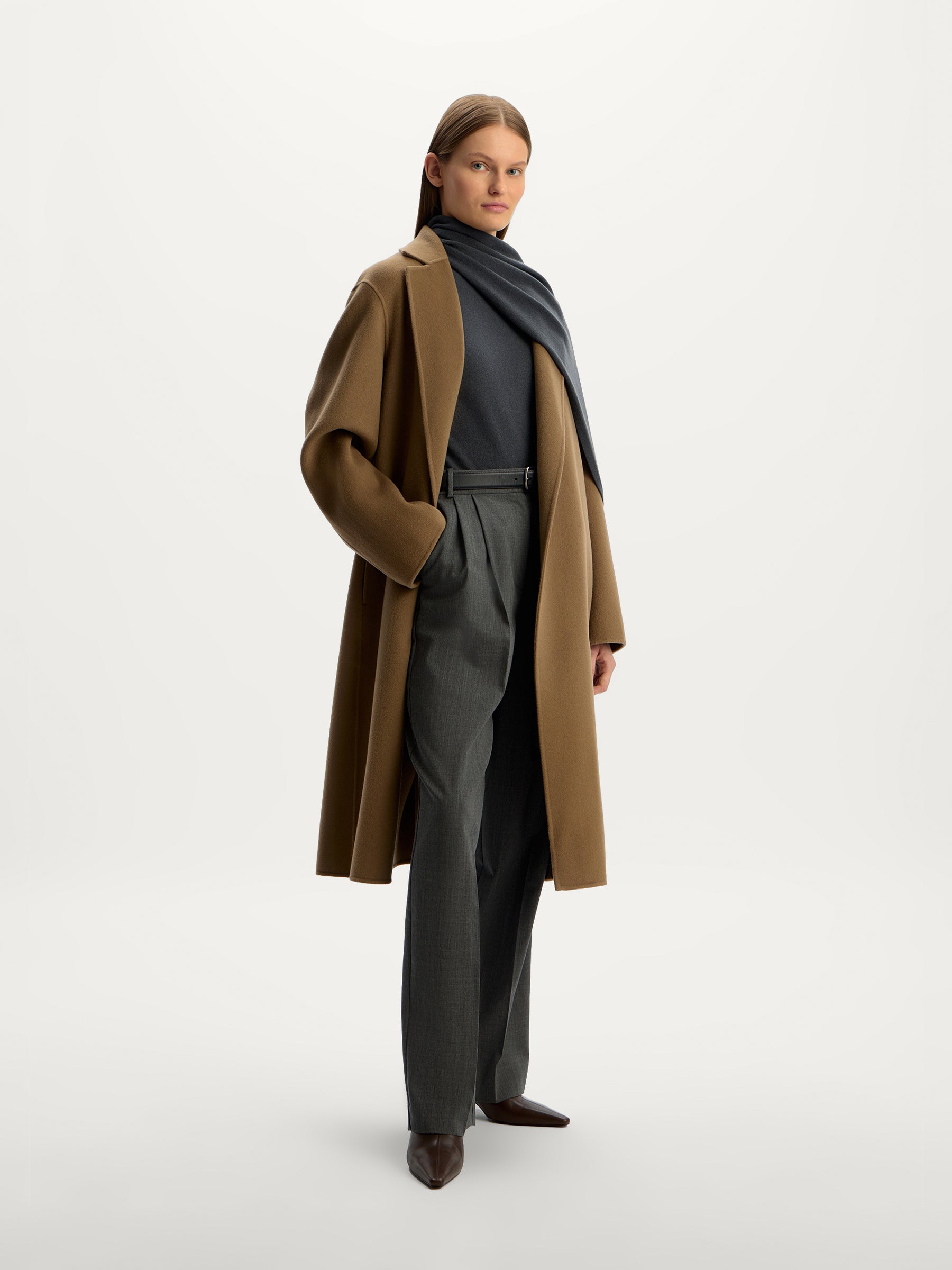 Belted merino coat