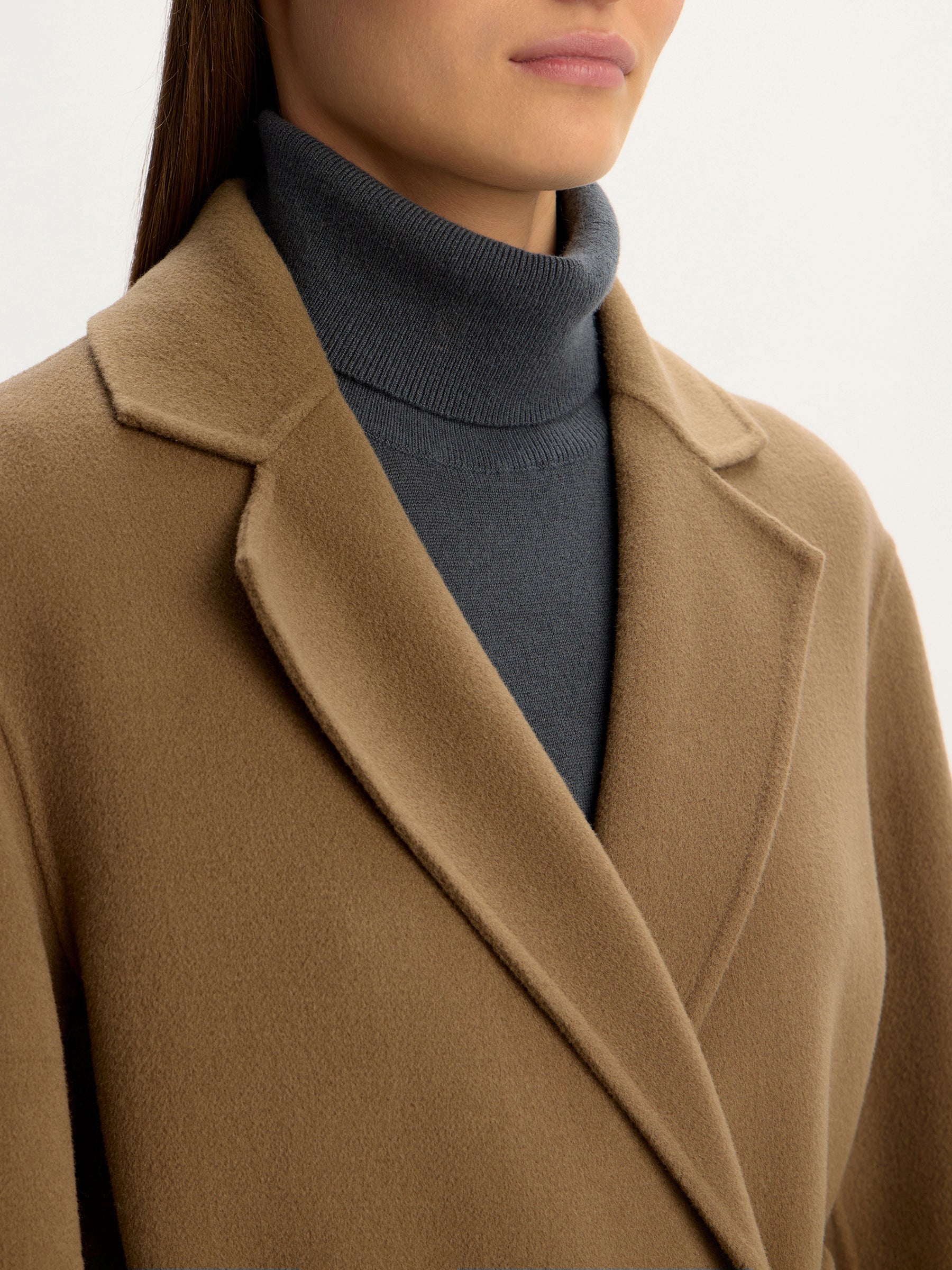 Belted merino coat