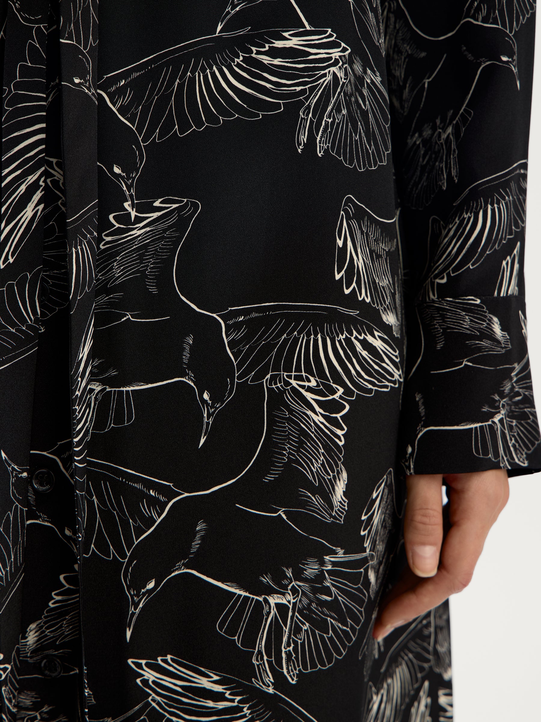 Printed silk shirt dress