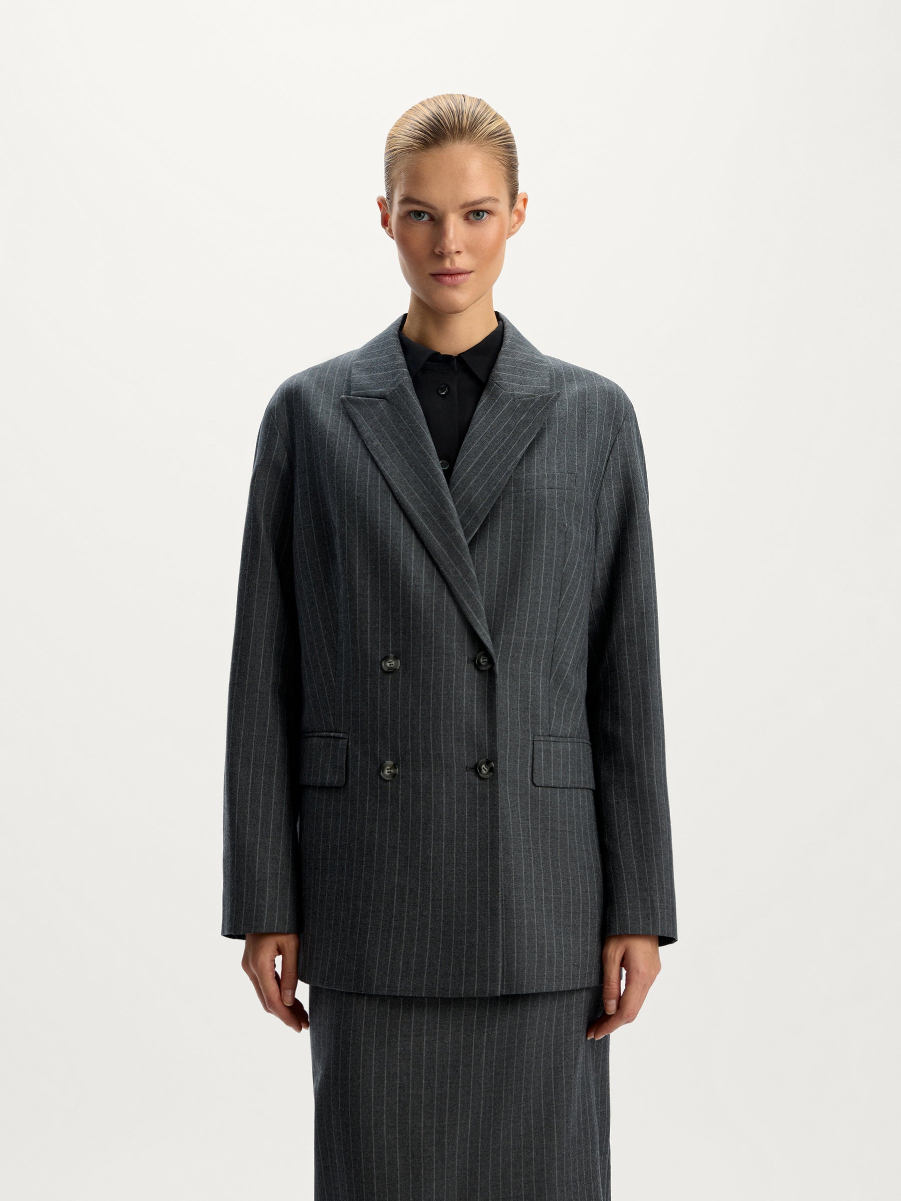 Pinstriped wool blazer