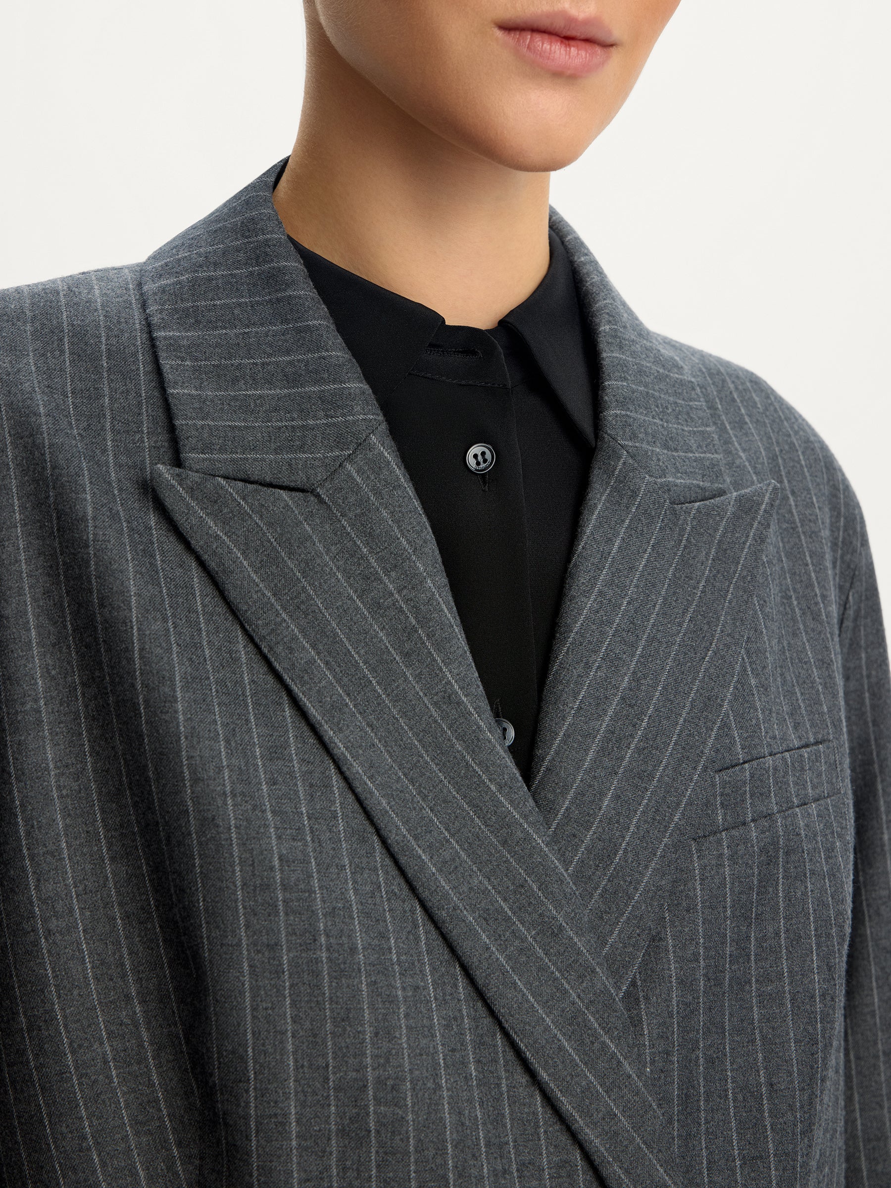 Pinstriped wool blazer